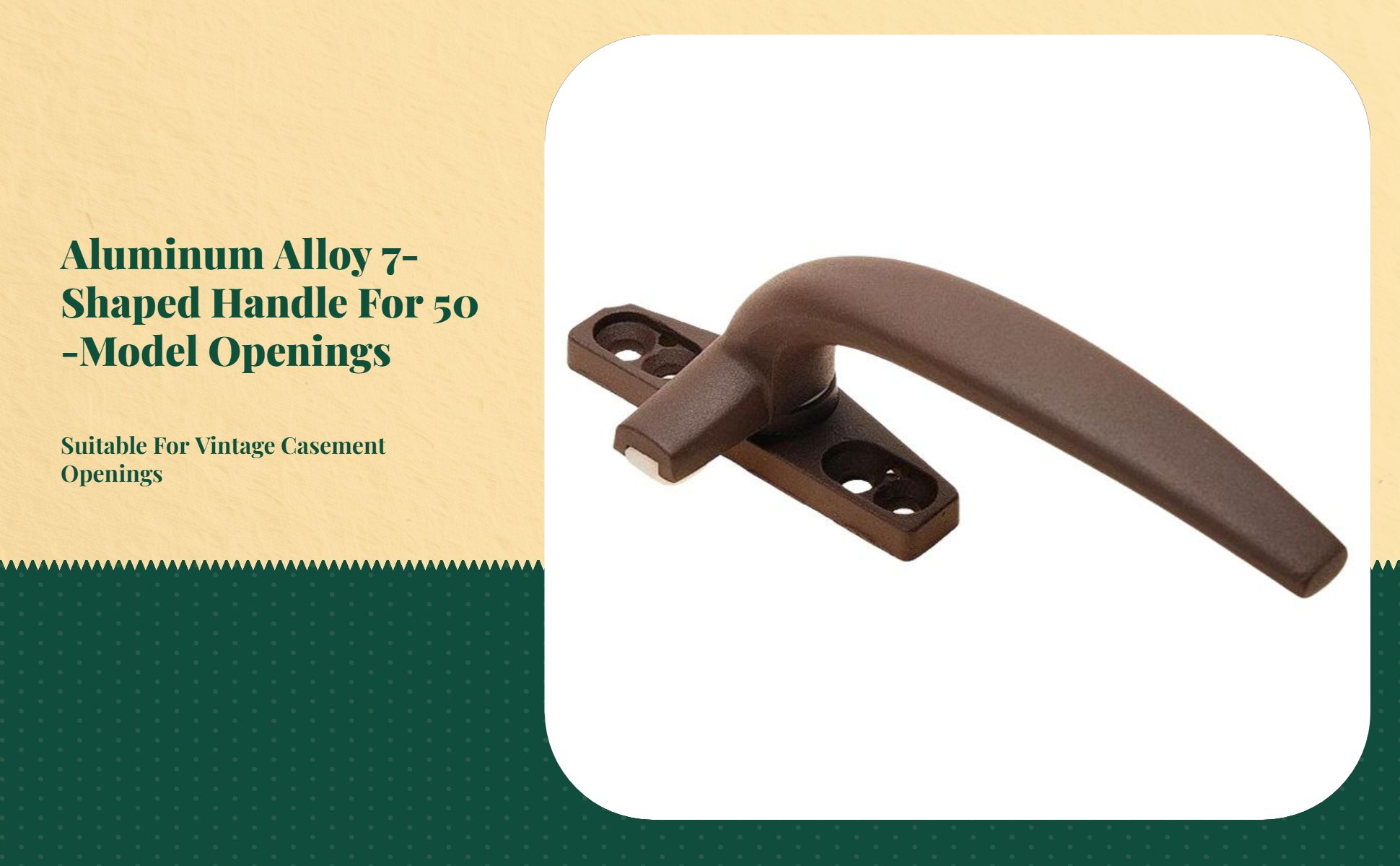 Aluminum Alloy Panel Handle, Model 50, Casement Door Pull, sturdy, retro design, 7-shaped, glass panel accessory