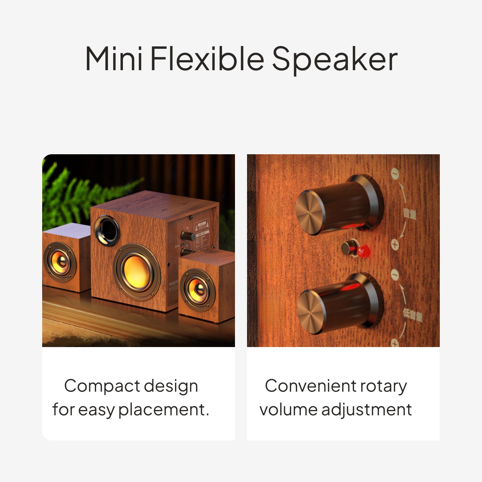 Bluetooth Computer Speaker with Subwoofer, Wooden Stereo - Picture 5 of 10