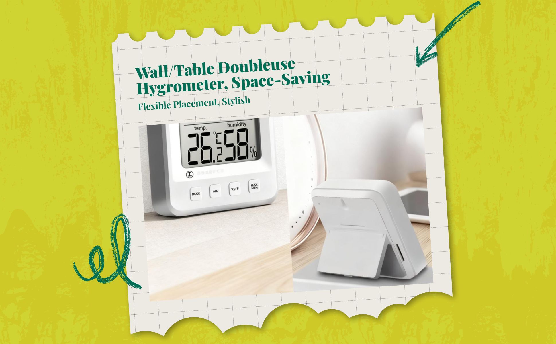 Digital Hygrometer, Indoor Thermometer, High-Accuracy Temperature and Humidity Gauge, Wall-Mounted, Infant Nursery