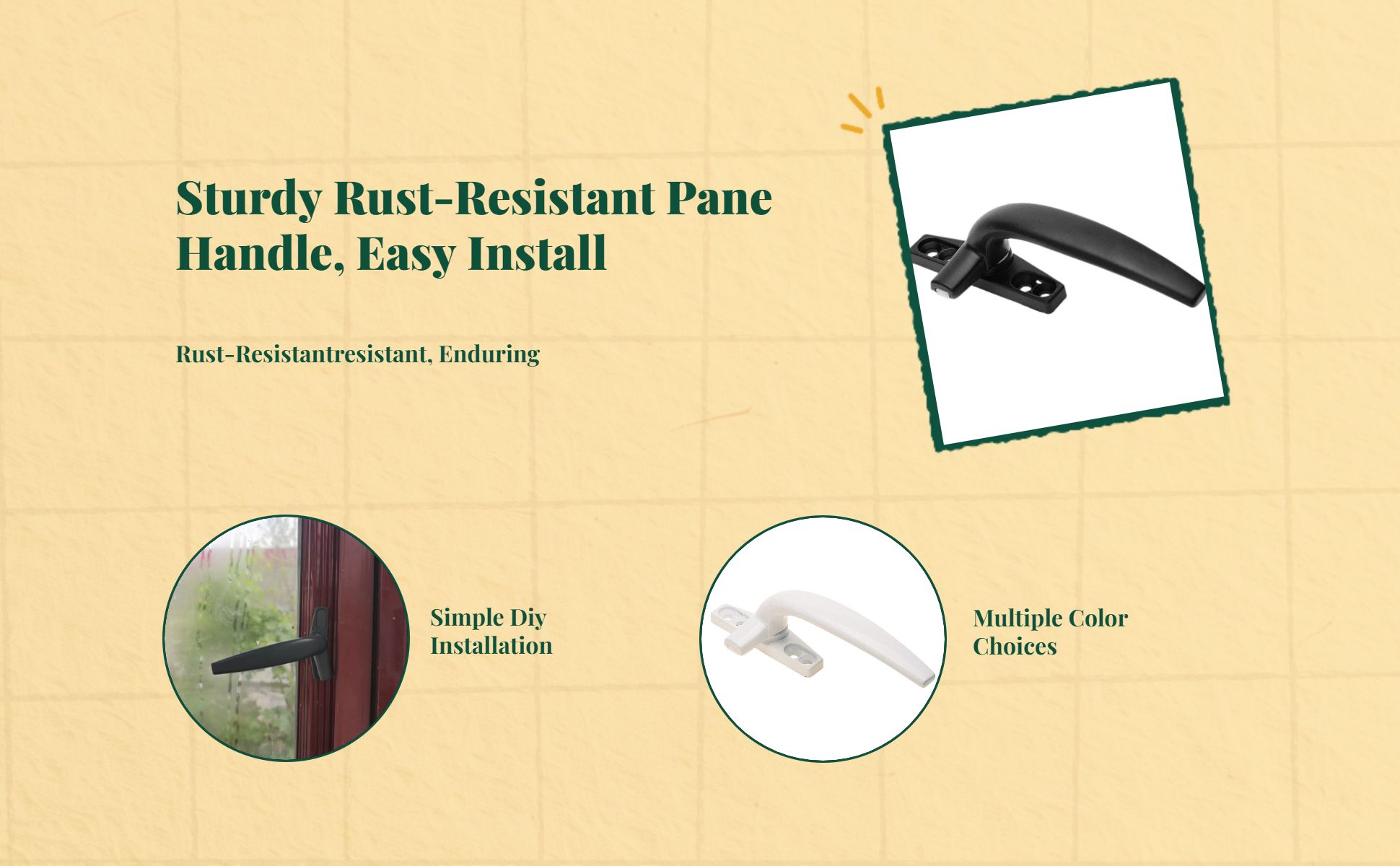 Aluminum Alloy Panel Handle, Model 50, Casement Door Pull, sturdy, retro design, 7-shaped, glass panel accessory