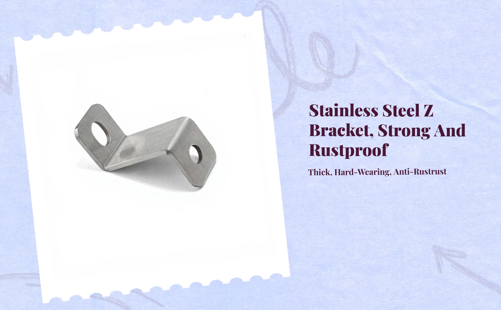 Z Shape Stainless Steel Corner Bracket, sturdyDuty Trapezoidal Fixing Connector for Cabinet, Shelf, Furniture, Silver