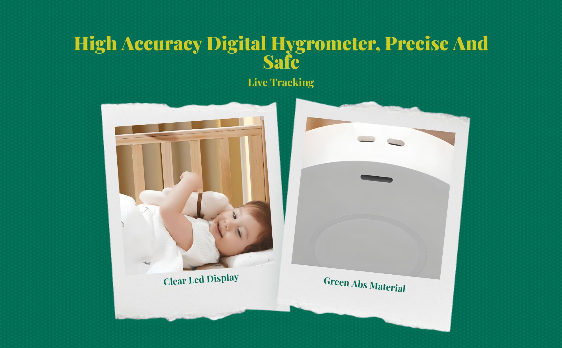 Digital Hygrometer, Indoor Thermometer, High-Accuracy Temperature and Humidity Gauge, Wall-Mounted, Infant Nursery