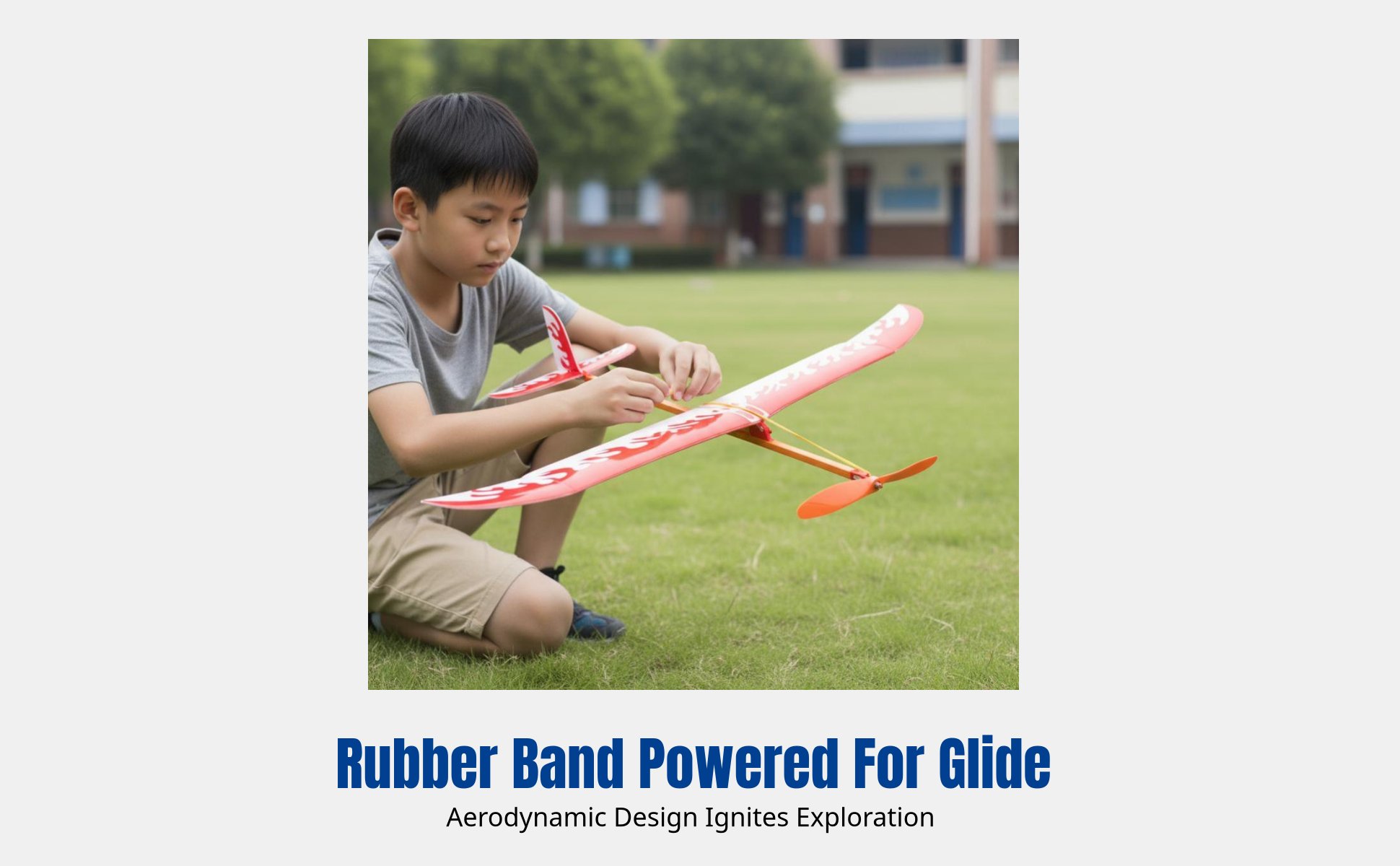 Rubber band powered soaring plane DIY kit; hands-on science experiment for kids.