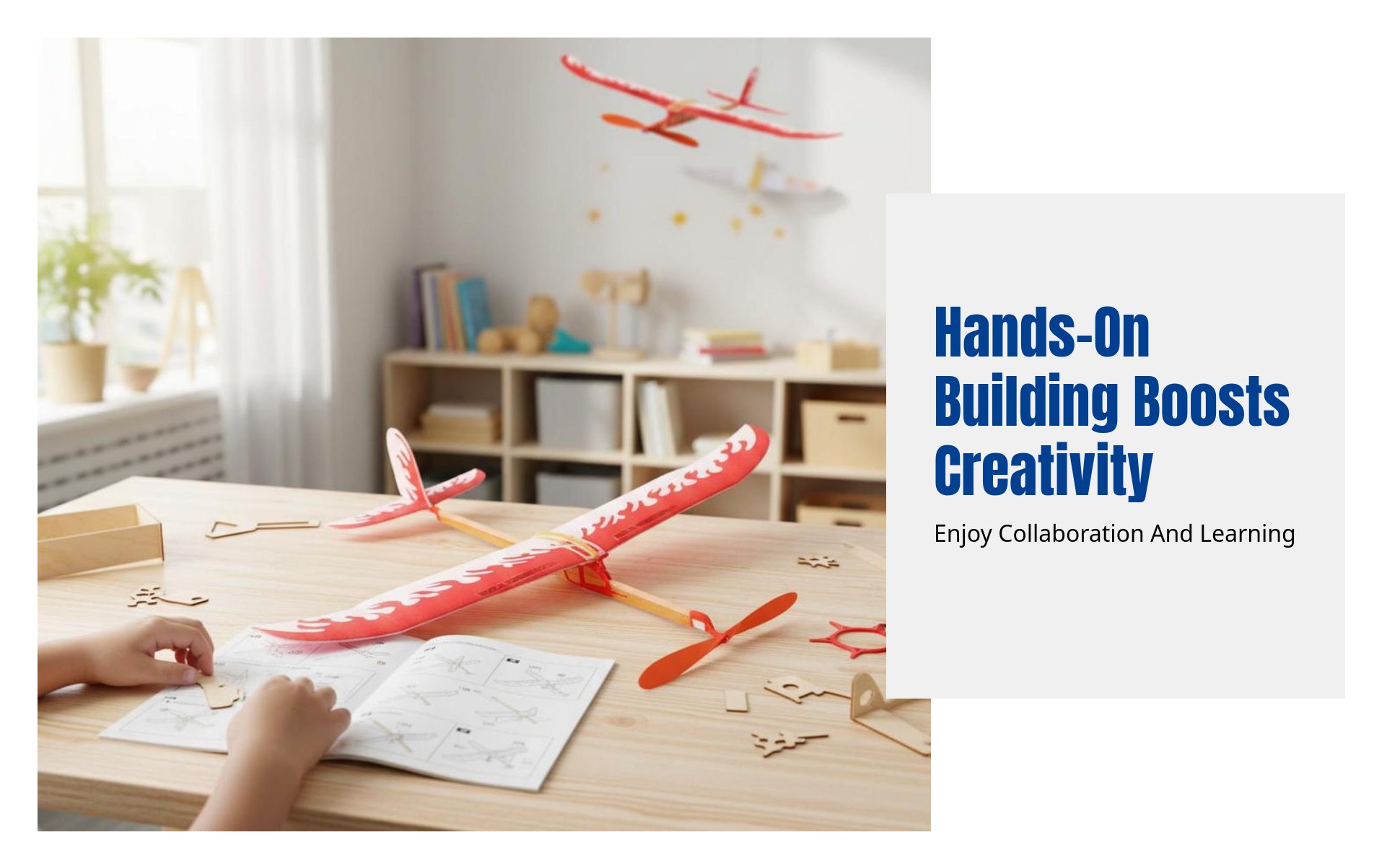 Rubber band powered soaring plane DIY kit; hands-on science experiment for kids.