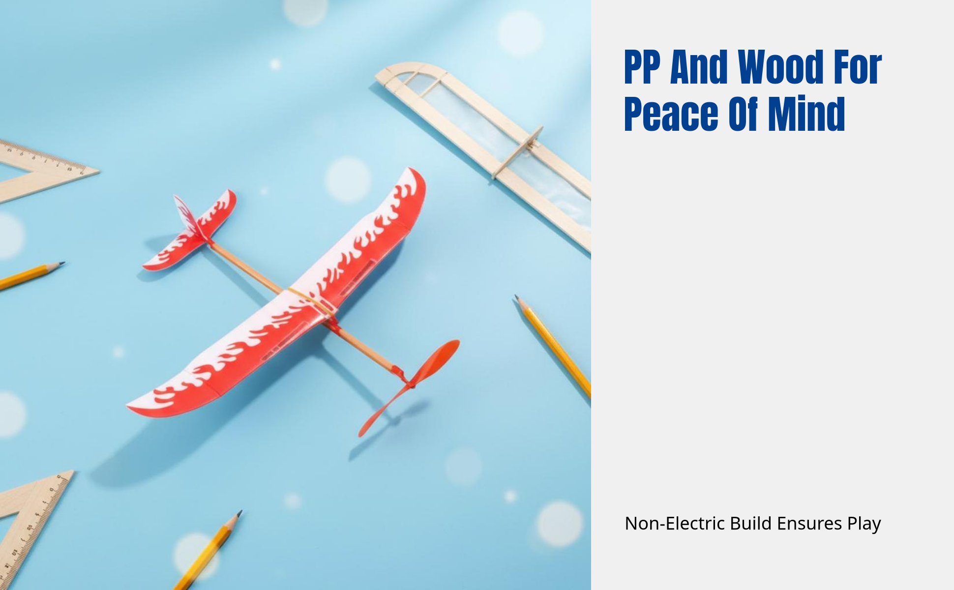 Rubber band powered soaring plane DIY kit; hands-on science experiment for kids.