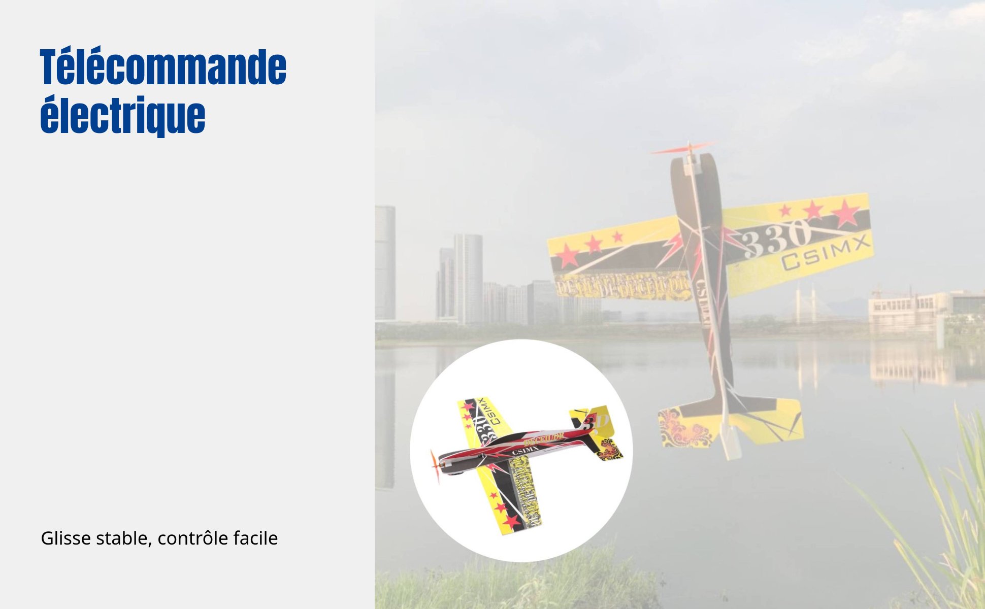 Avion RC, F3P 330 électrique, mousse rigide, aile fixe solide
