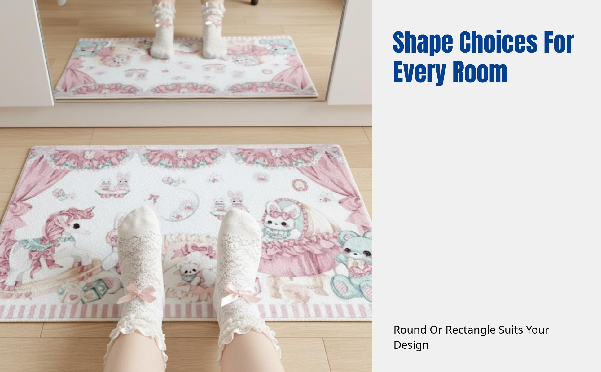 Cartoon Creature Rug, Teddy Hare Carpet, Faux Cashmere, Bedroom, Kawaii