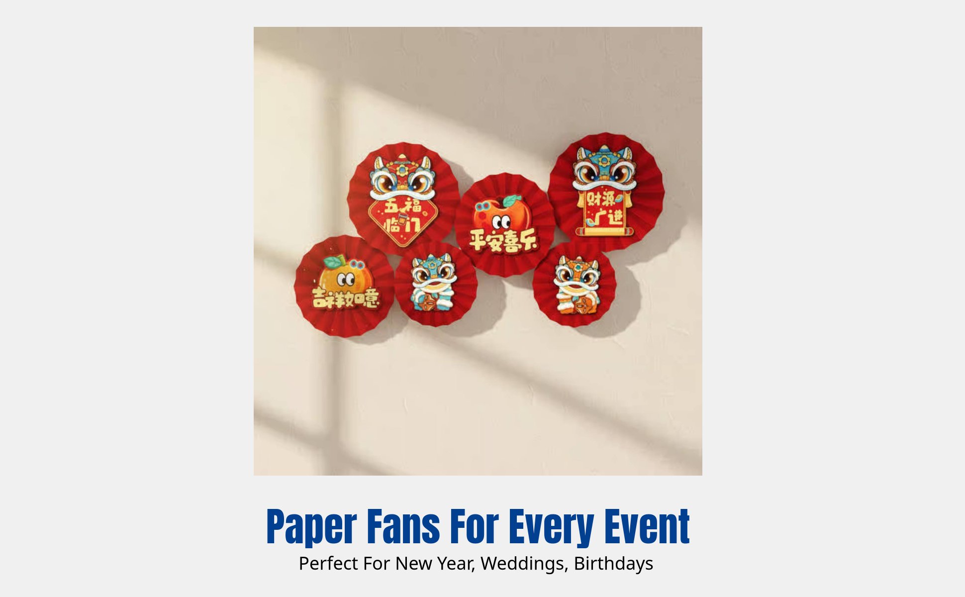 Chinese Paper Fan Flower, Red Holiday Decoration, New Year, Wedding