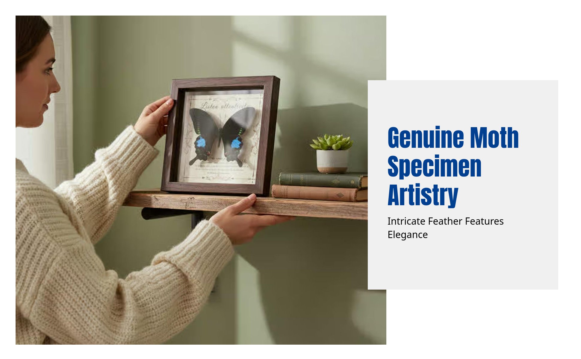 Real Moth Specimen Frame, Vintage Wooden Decor, DIY Art Gift