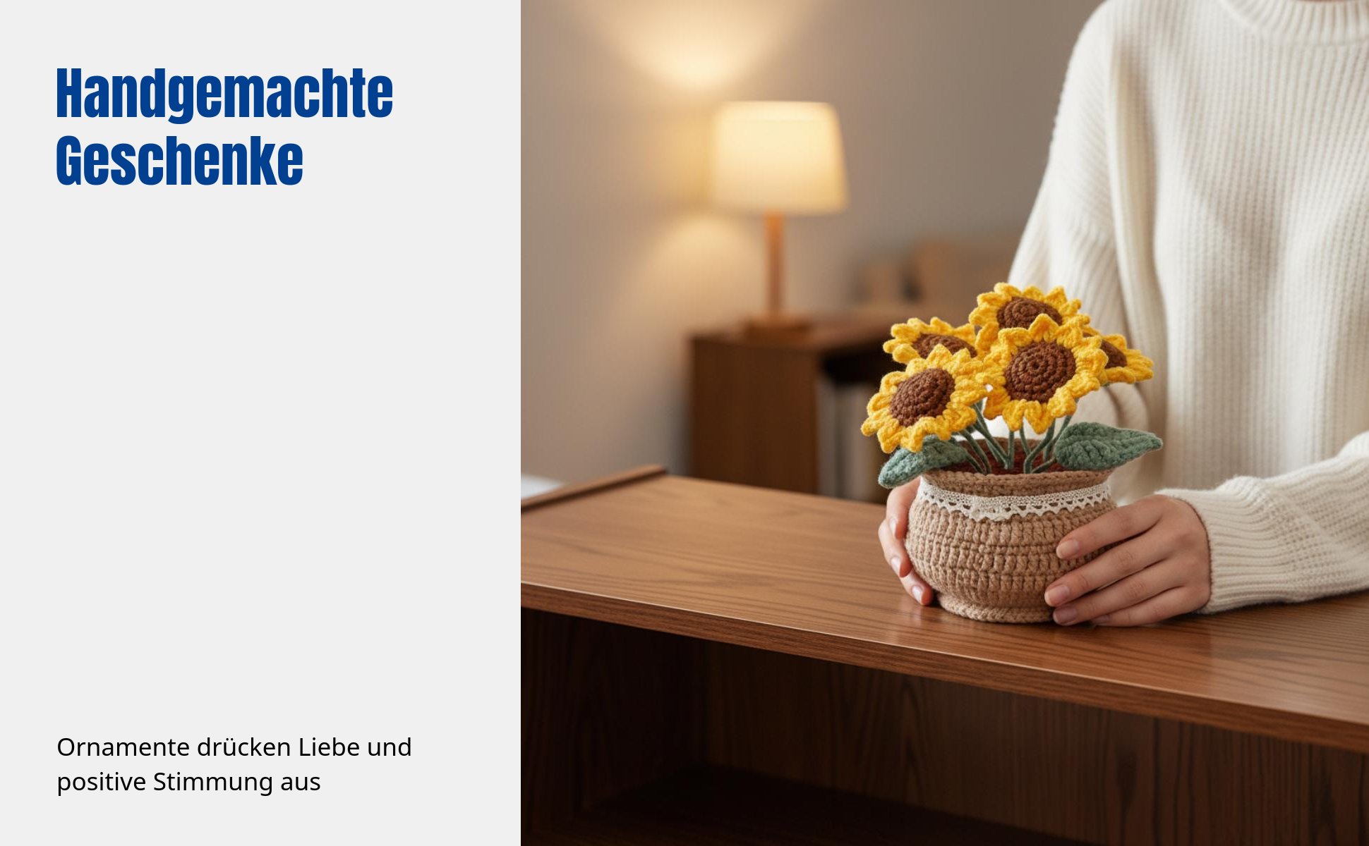 Handgemachtes Garn-Arrangement-Set, DIY gestrickte Blume, Wildblume, Topfdeko