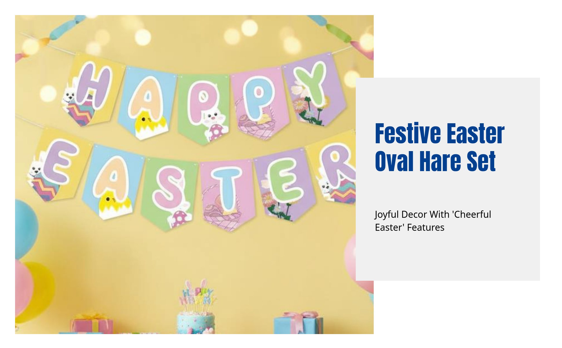 Easter Banner, Cartoon Bunny Twisted Hanging Decor, Oval Party Supplies