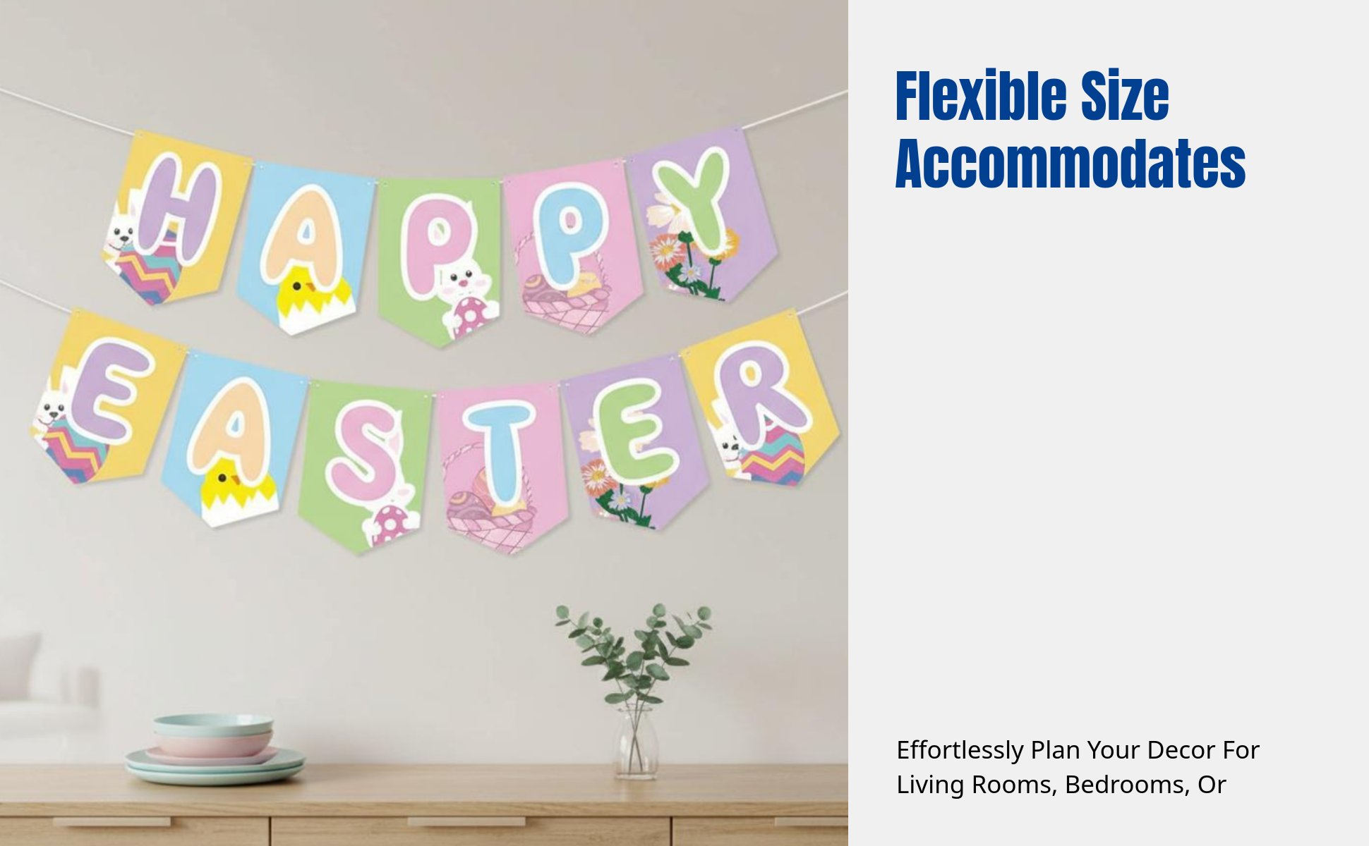 Easter Banner, Cartoon Bunny Twisted Hanging Decor, Oval Party Supplies