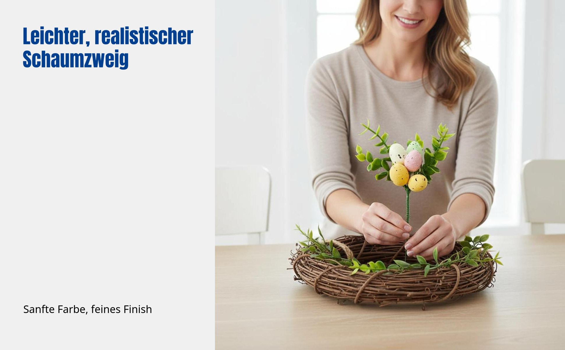 Schaumstoff-Osterzweig oval, künstlicher Zweig, Deko für Zuhause