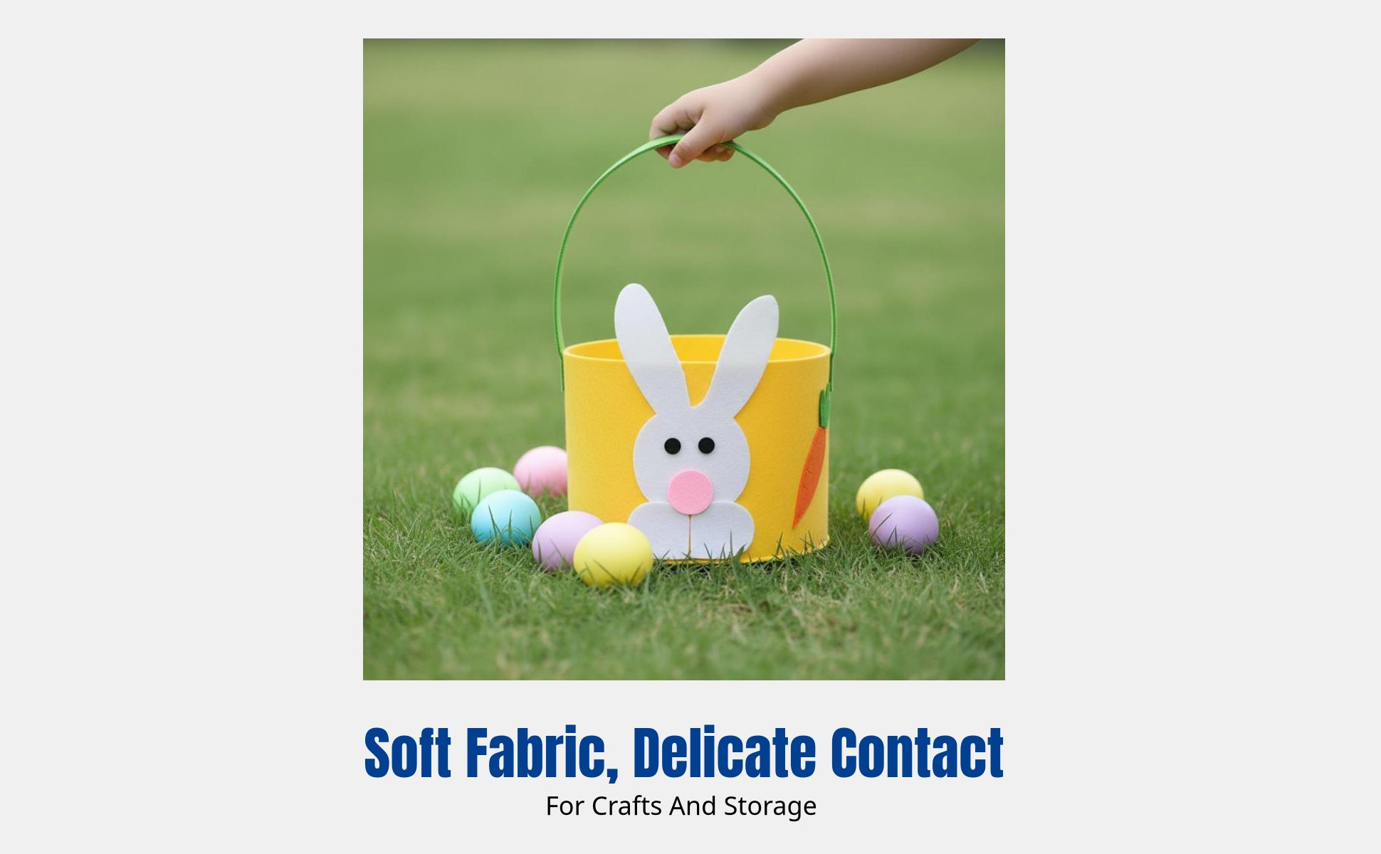 Fabric Easter Basket, Non-woven Candy Bag, Bunny Oval Decor, Kids Gift