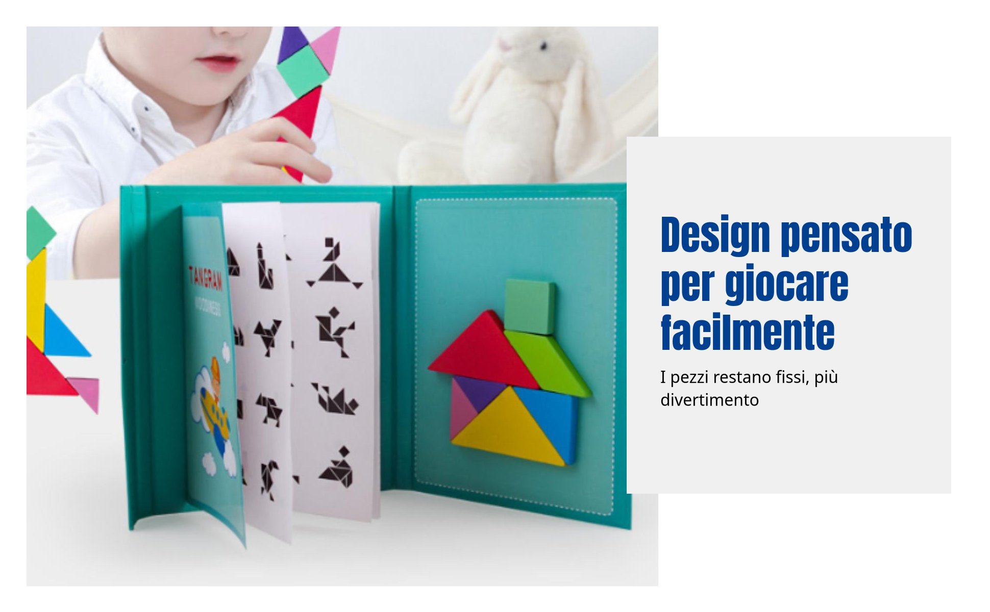 Tangram magnetico in legno, gioco educativo bambini, scuola materna