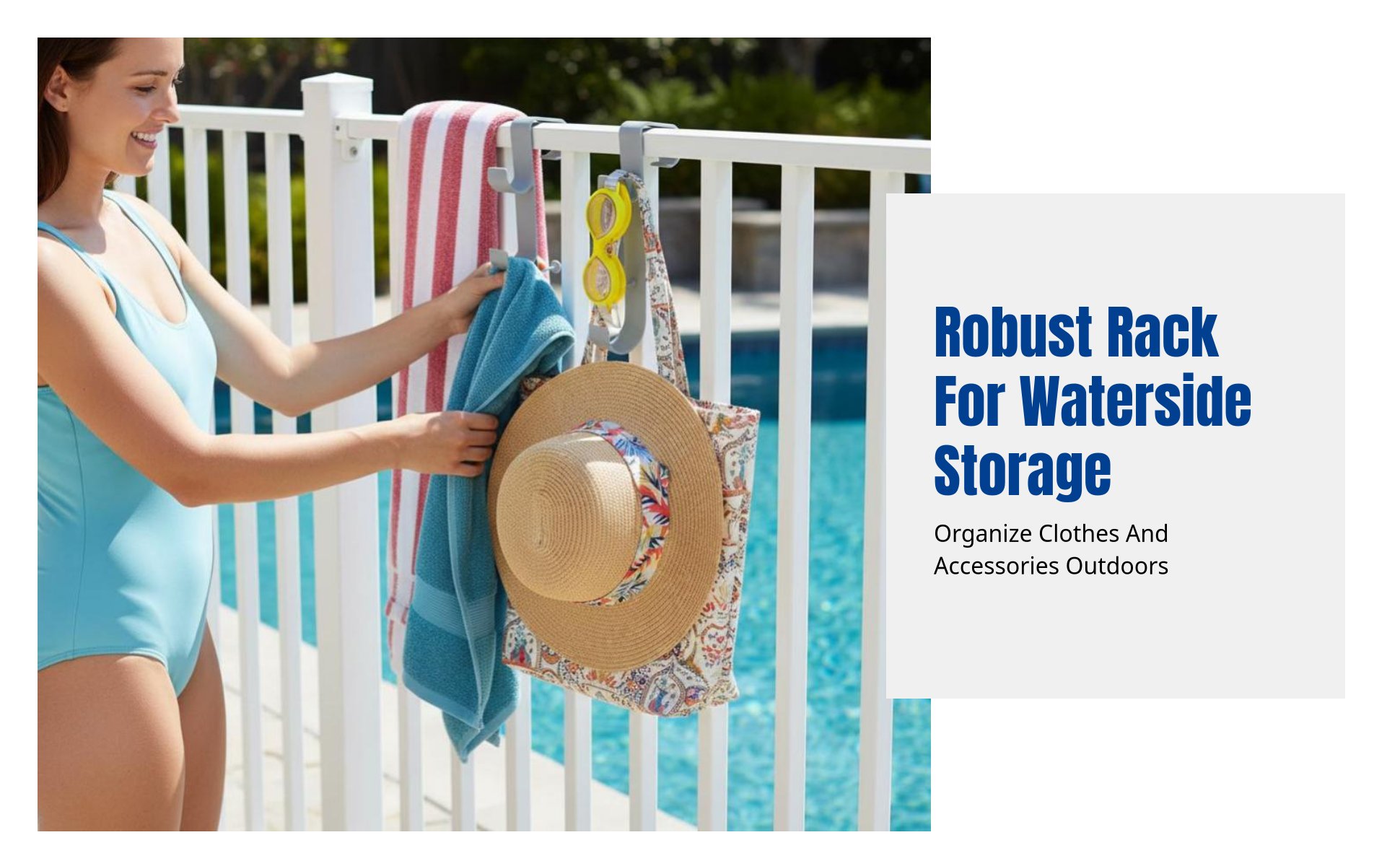 Outdoor Storage Rack, Pool Hook Stand, Clothes Organizer, 2nd Gen, Modern Design