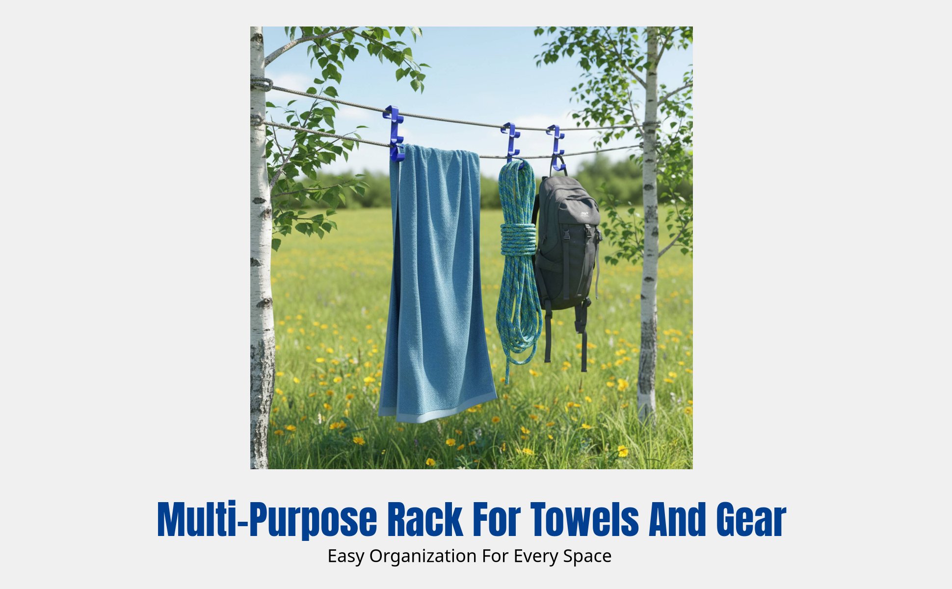 Outdoor Storage Rack, Pool Hook Stand, Clothes Organizer, 2nd Gen, Modern Design