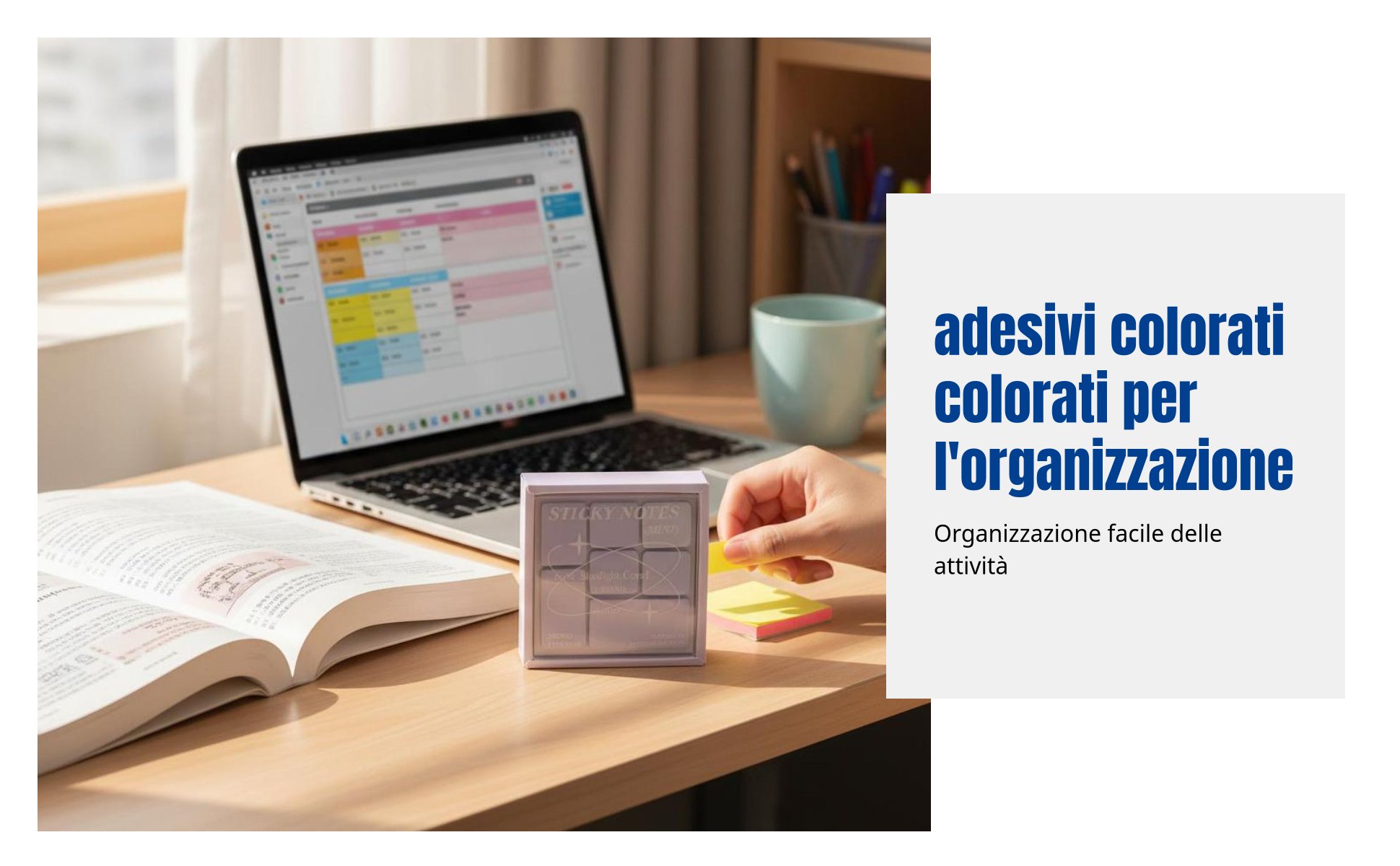 Post-it colorati, blocchetti per studenti, scuola, ufficio