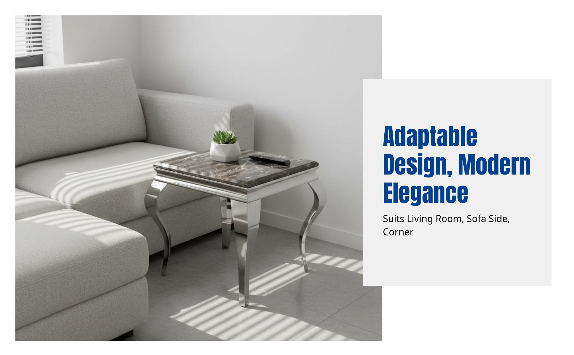 Modern Marble Side Table, Stainless Steel, Minimalist Sofa End Table