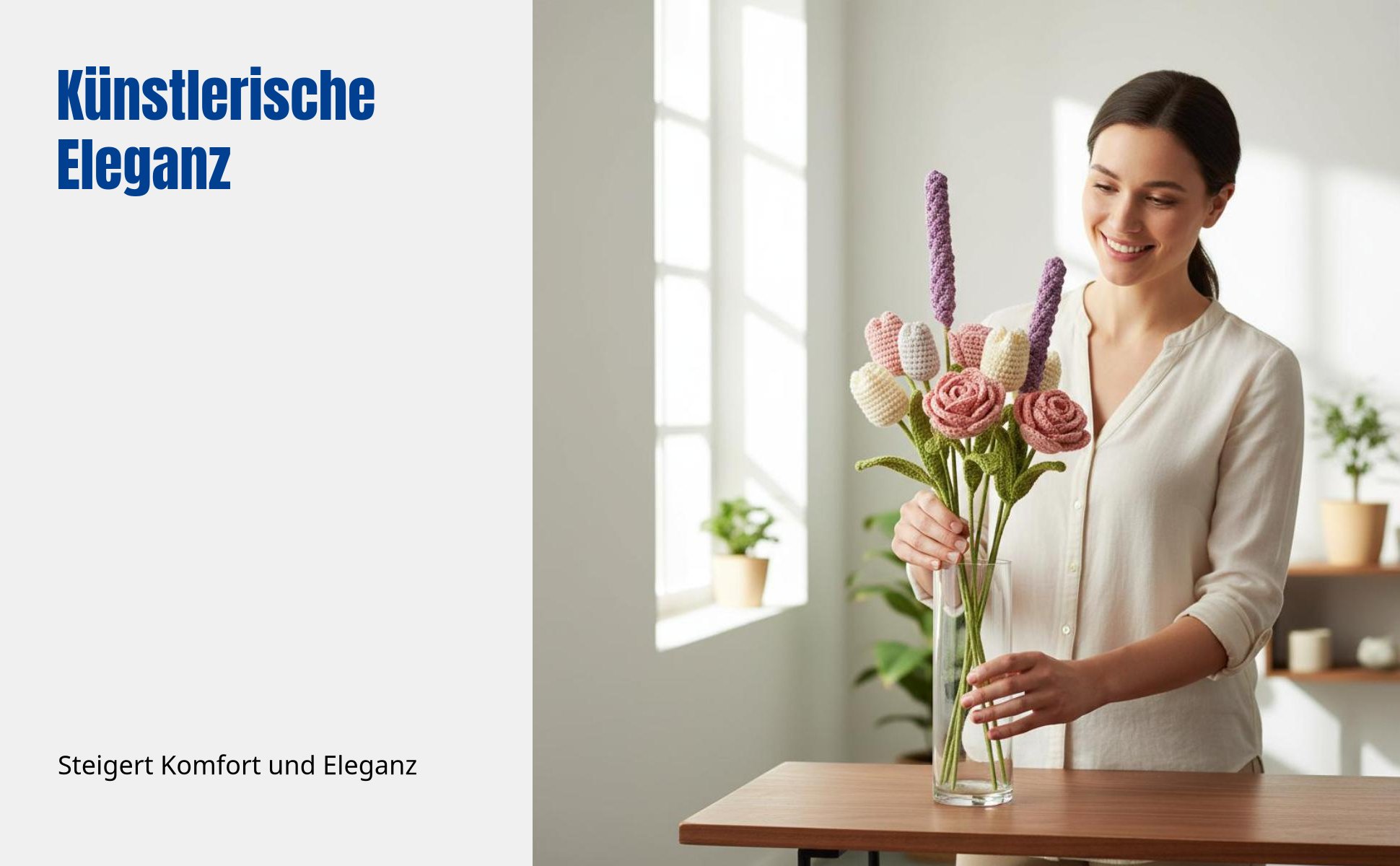 Blumen Häkelgarn-Arrangement, Handgemachte Kunstblumen, Wohnkultur