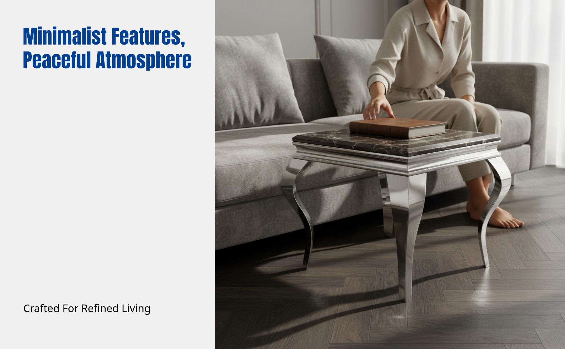 Modern Marble Side Table, Stainless Steel, Minimalist Sofa End Table