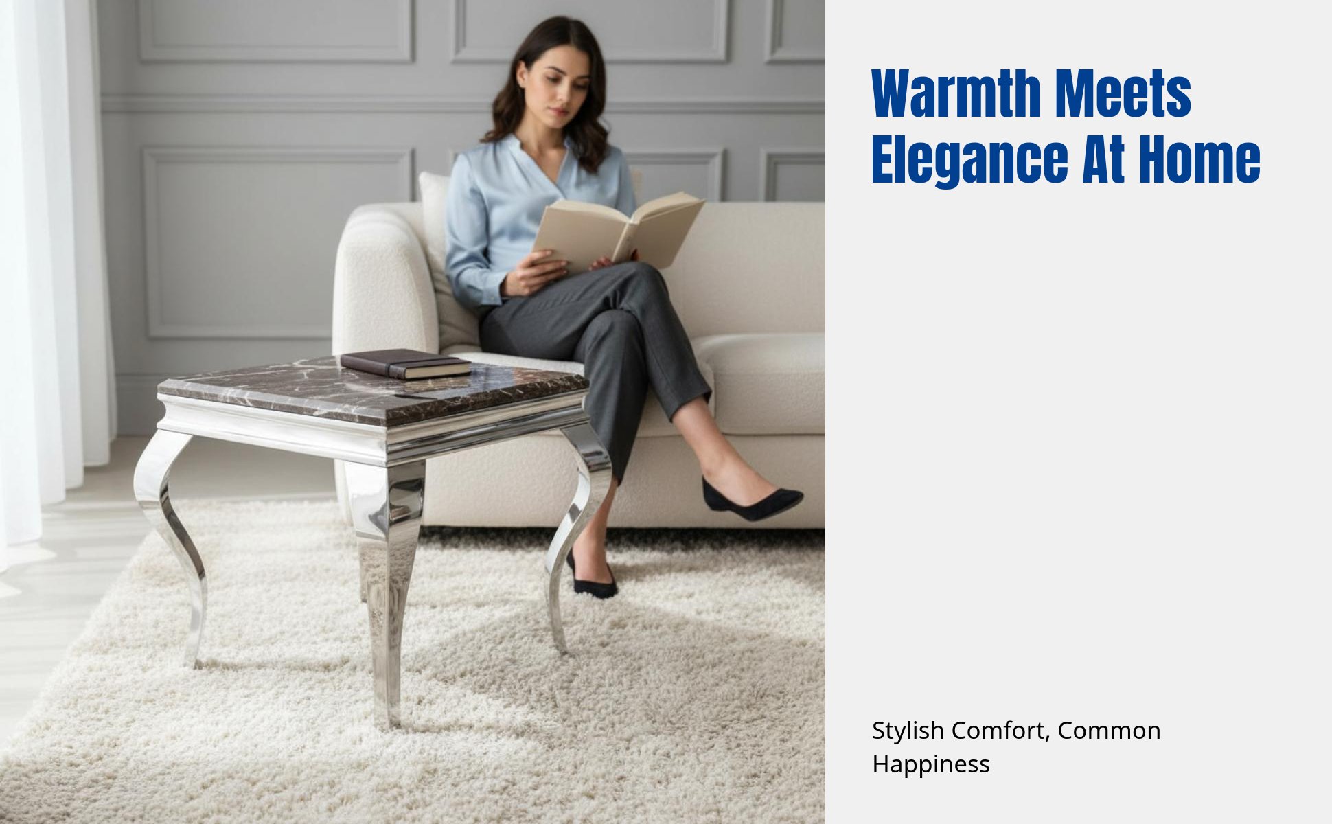 Modern Marble Side Table, Stainless Steel, Minimalist Sofa End Table