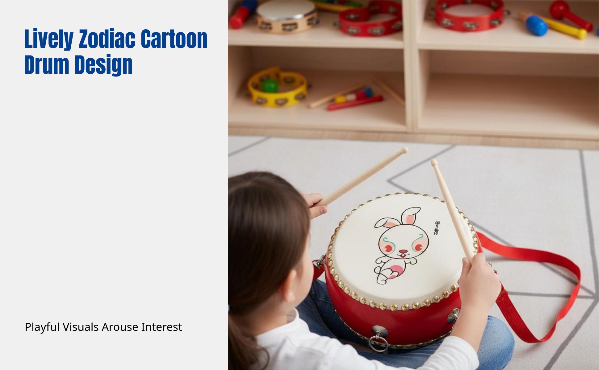Kids Drum, Animal Zodiac Percussion, Leather Head, Preschool Music