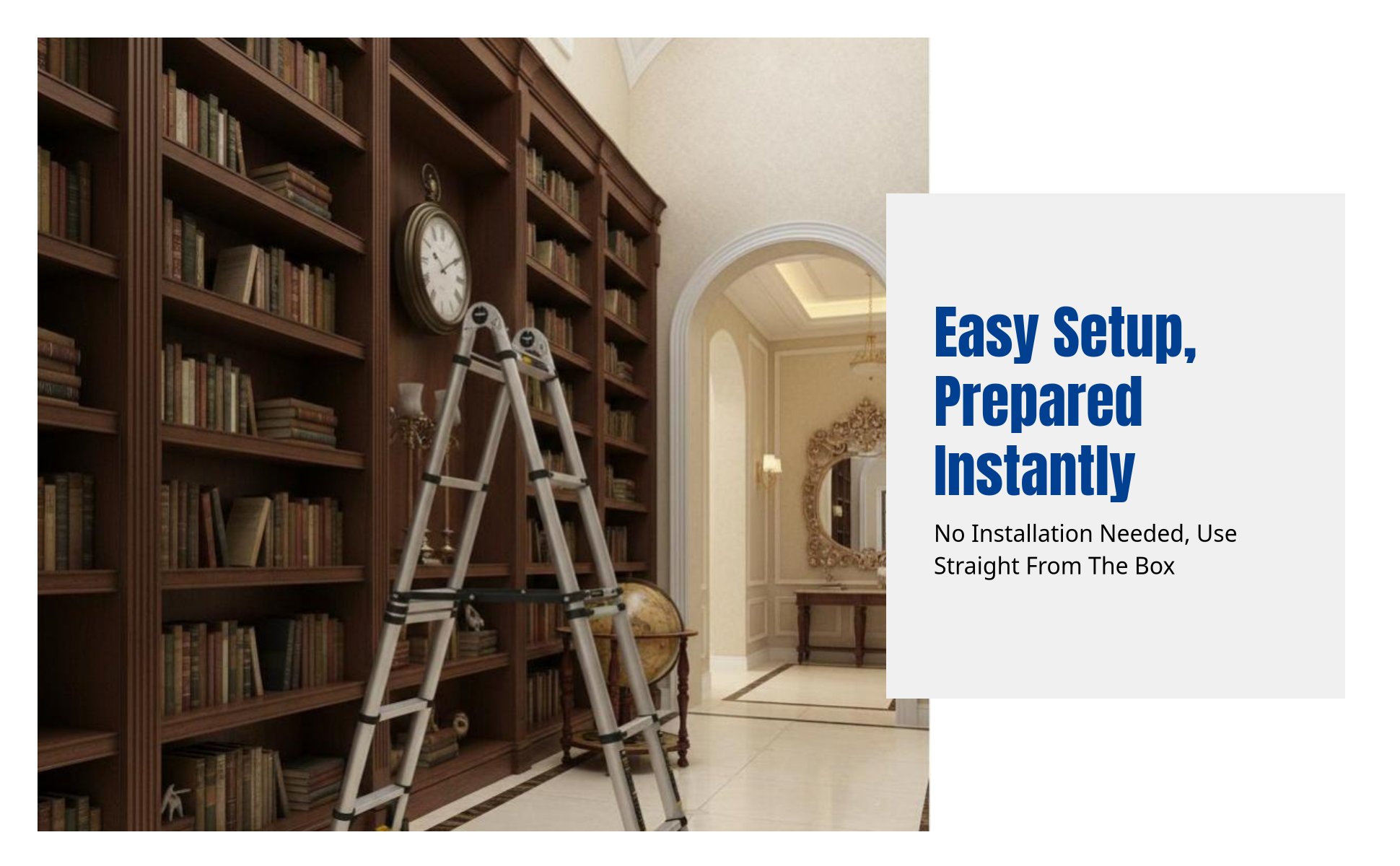 Aluminum Telescopic Ladder, Folding A-Frame, Multi-Purpose, Anti-Slip, Home