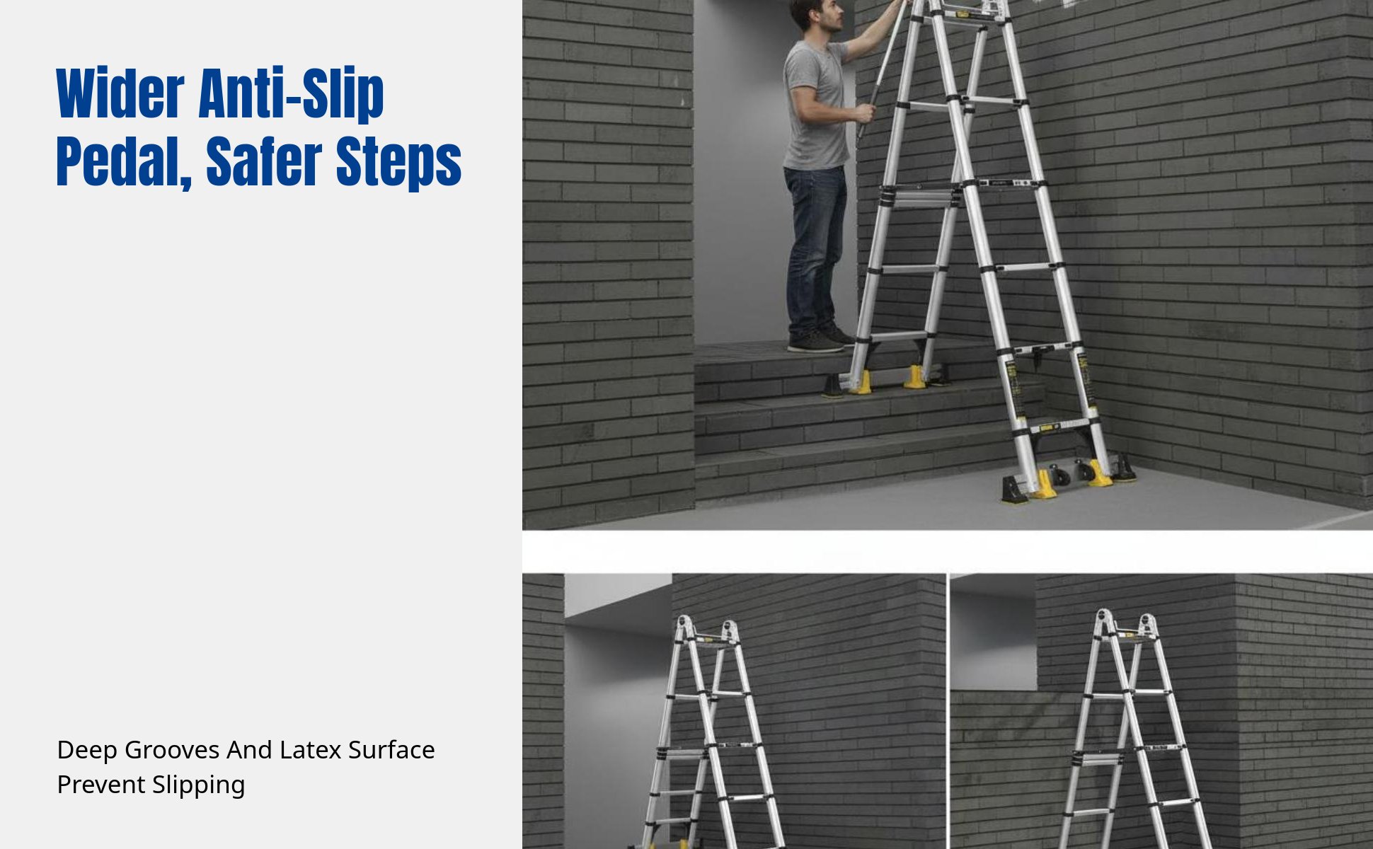 Aluminum Telescopic Ladder, Folding A-Frame, Multi-Purpose, Anti-Slip, Home