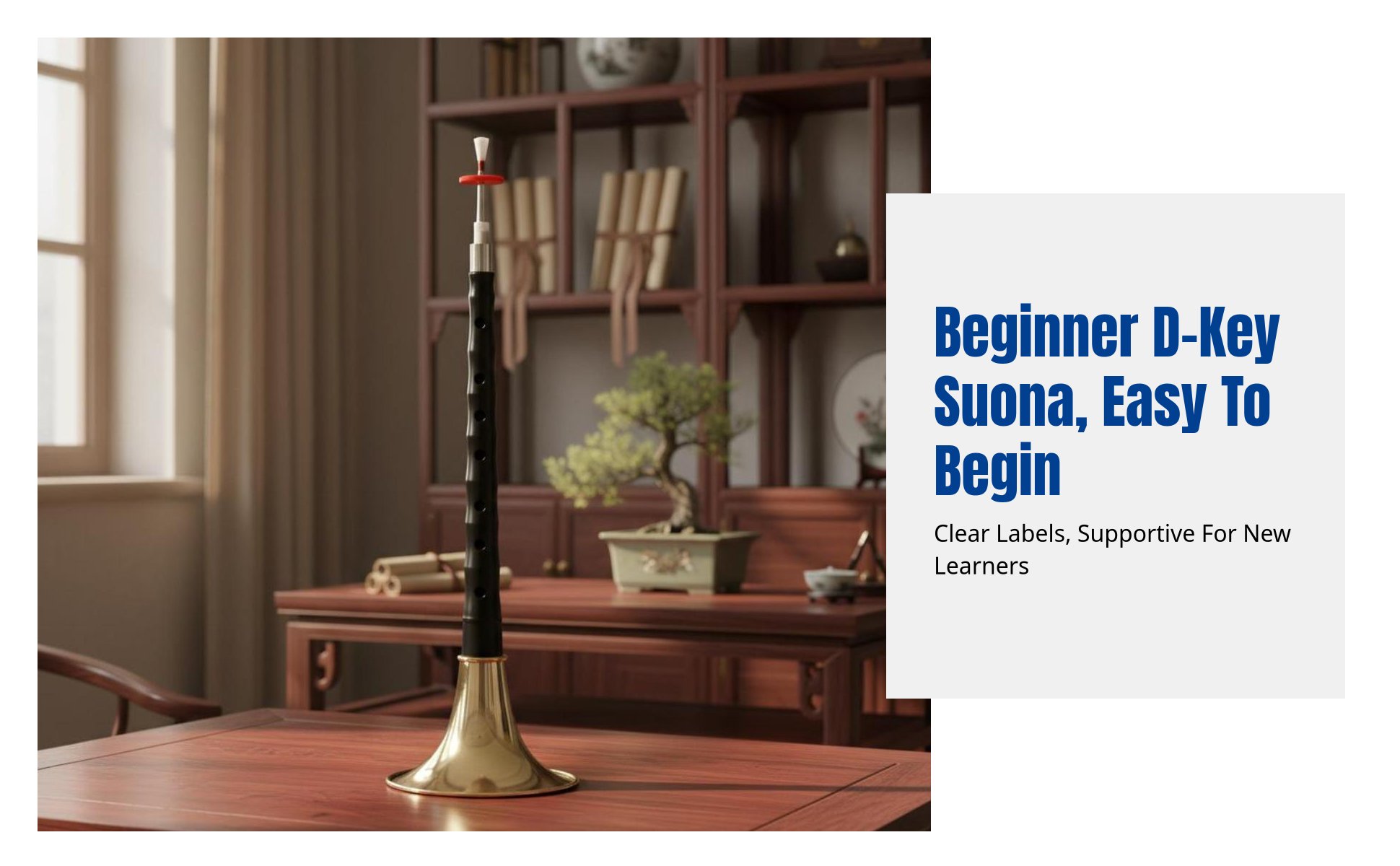 Professional D Key Suona, Rosewood Look, Beginner Instrument Set