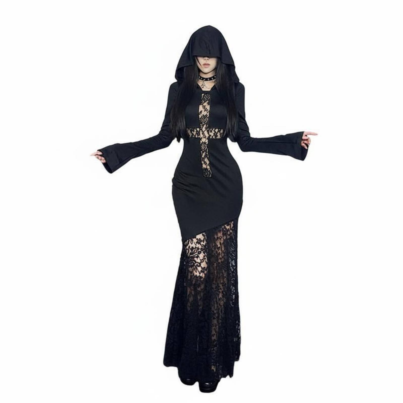 Spitzenkleid Langärmelig Trompetenärmel Betonen Kurven für Festival