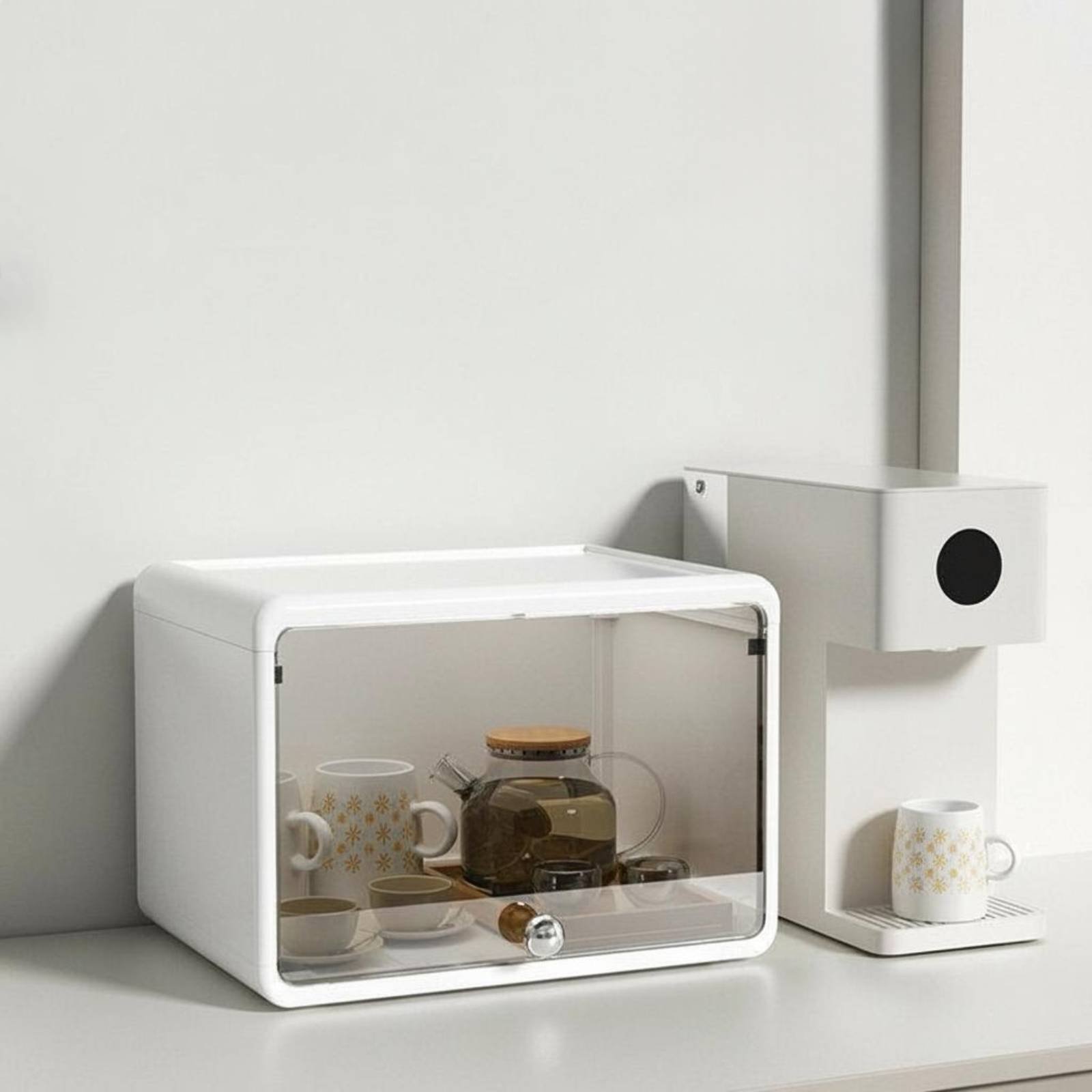 Glassware Organizer with Drawers Dustproof Visible Design for Home Office