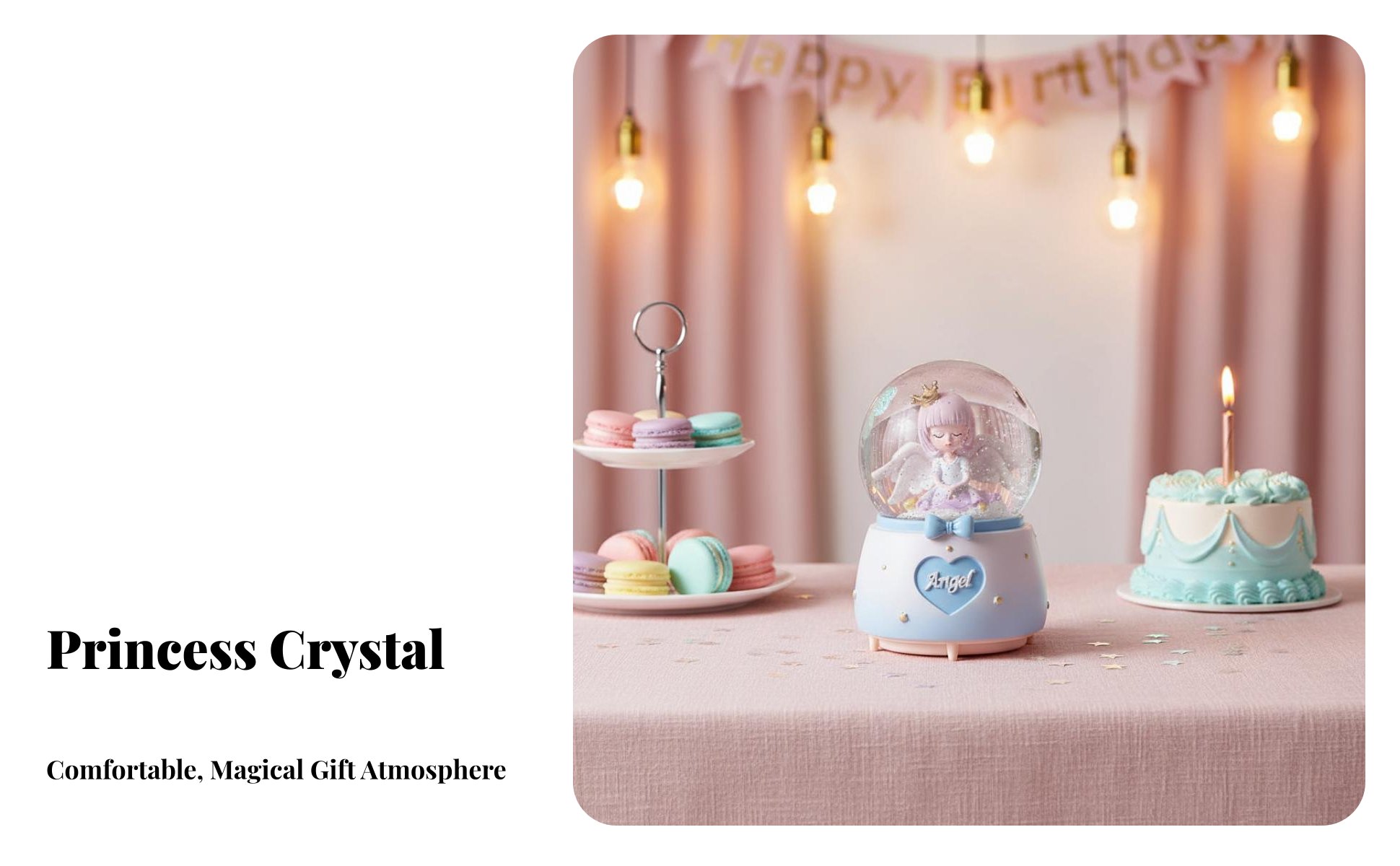 Moon Princess Crystal Sphere Music Box, Rotating Ice Globe, Celestial Girl Gift