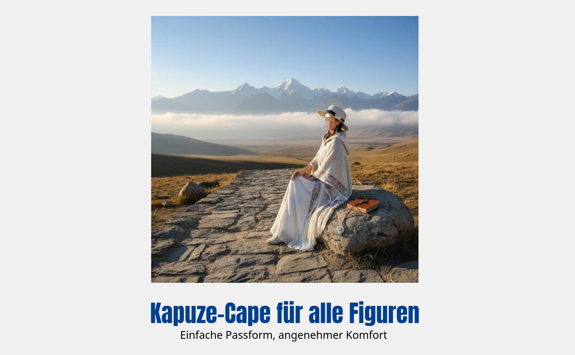 Ethno Kapuzen-Cape, Pullover-Schal, Damen Reise-Tuch, mit Fransen