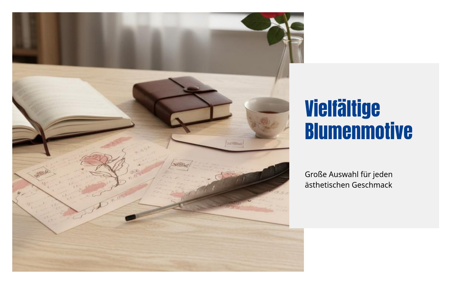 Blumen-Briefpapier Set, romantische Papeterie