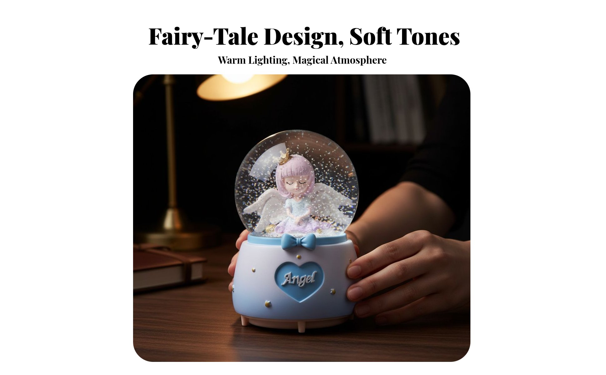 Moon Princess Crystal Sphere Music Box, Rotating Ice Globe, Celestial Girl Gift