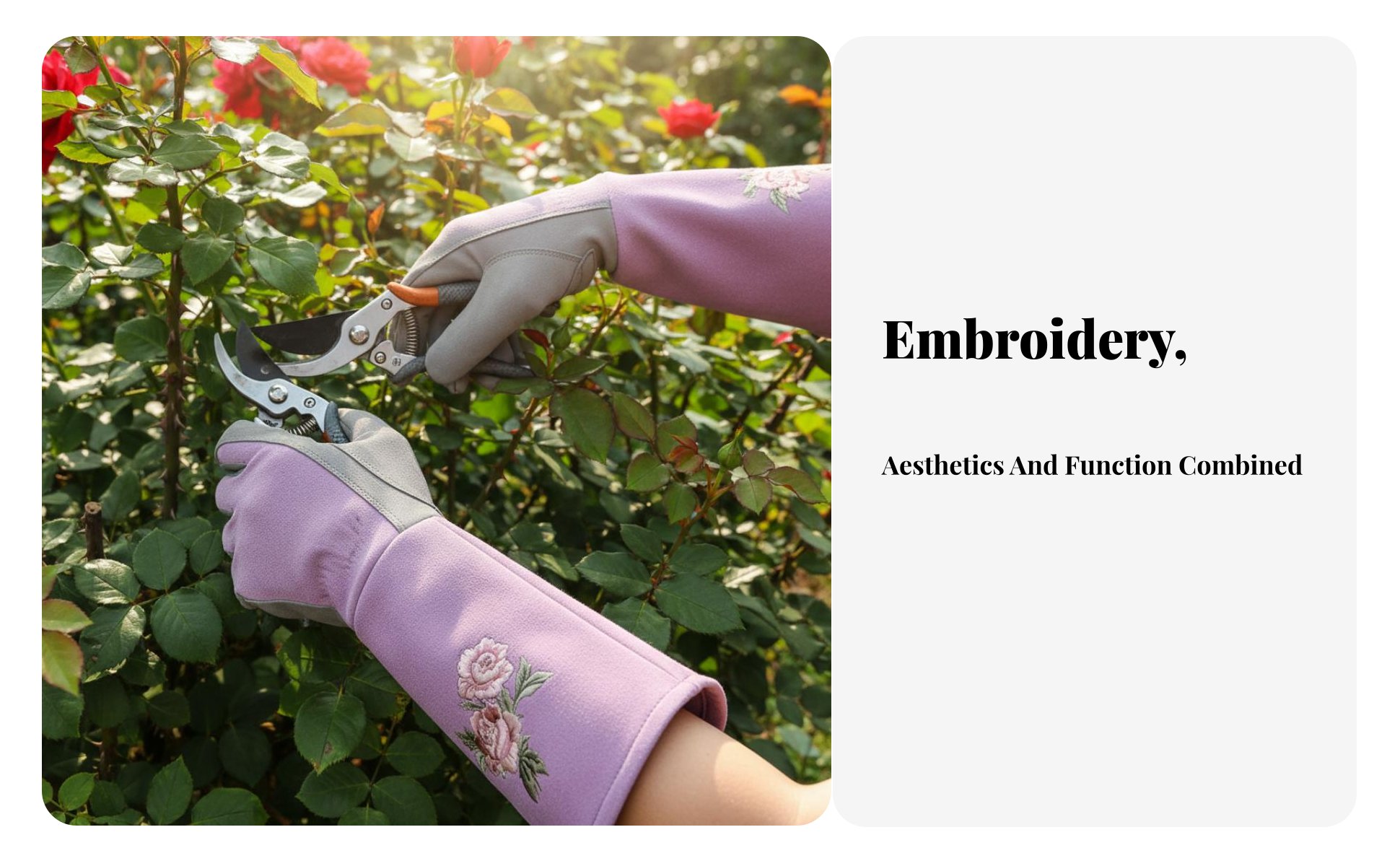 Leather Garden Gloves, Long Sleeve, Anti-Puncture, Floral Print, Women