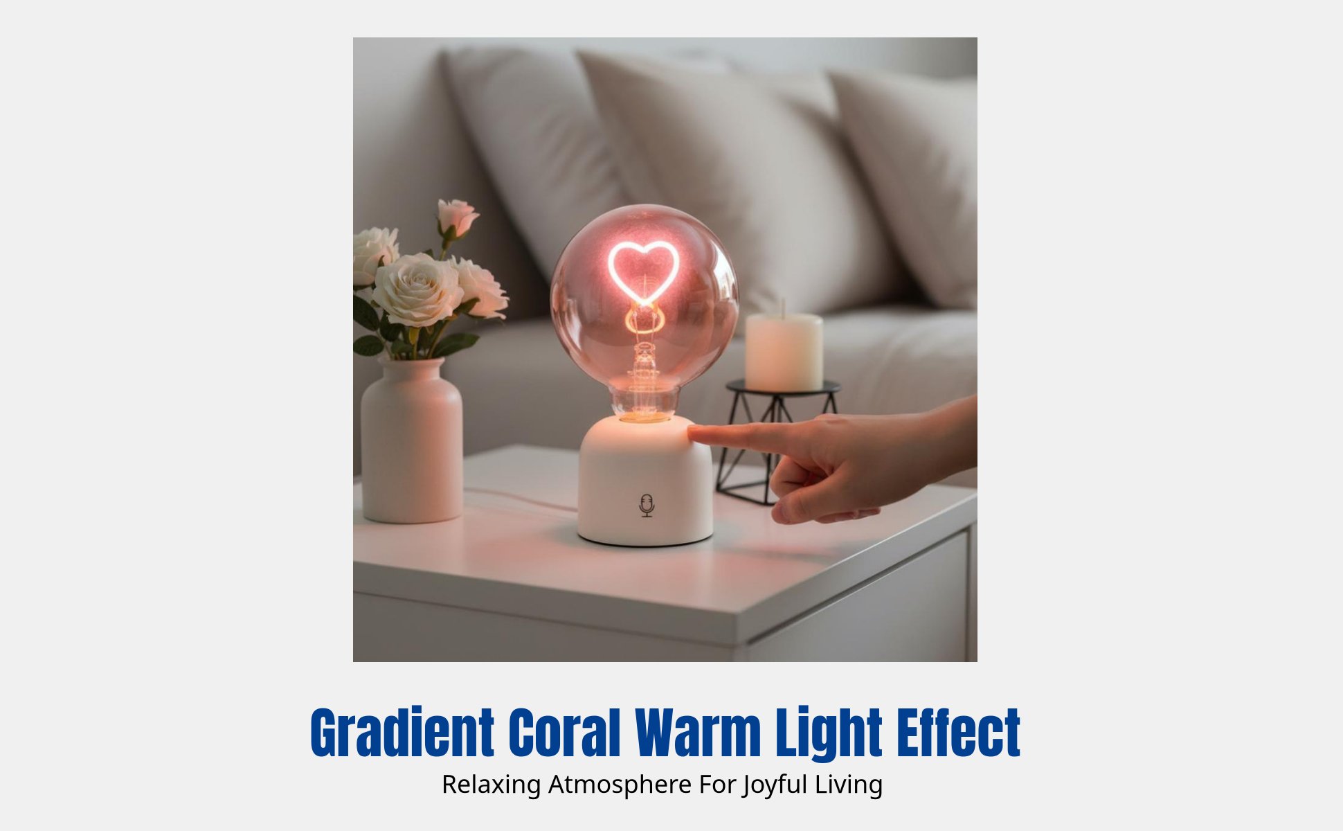 Heart-Shaped Ambient Light, Gradient Rose, Voice Control, Romantic Gift