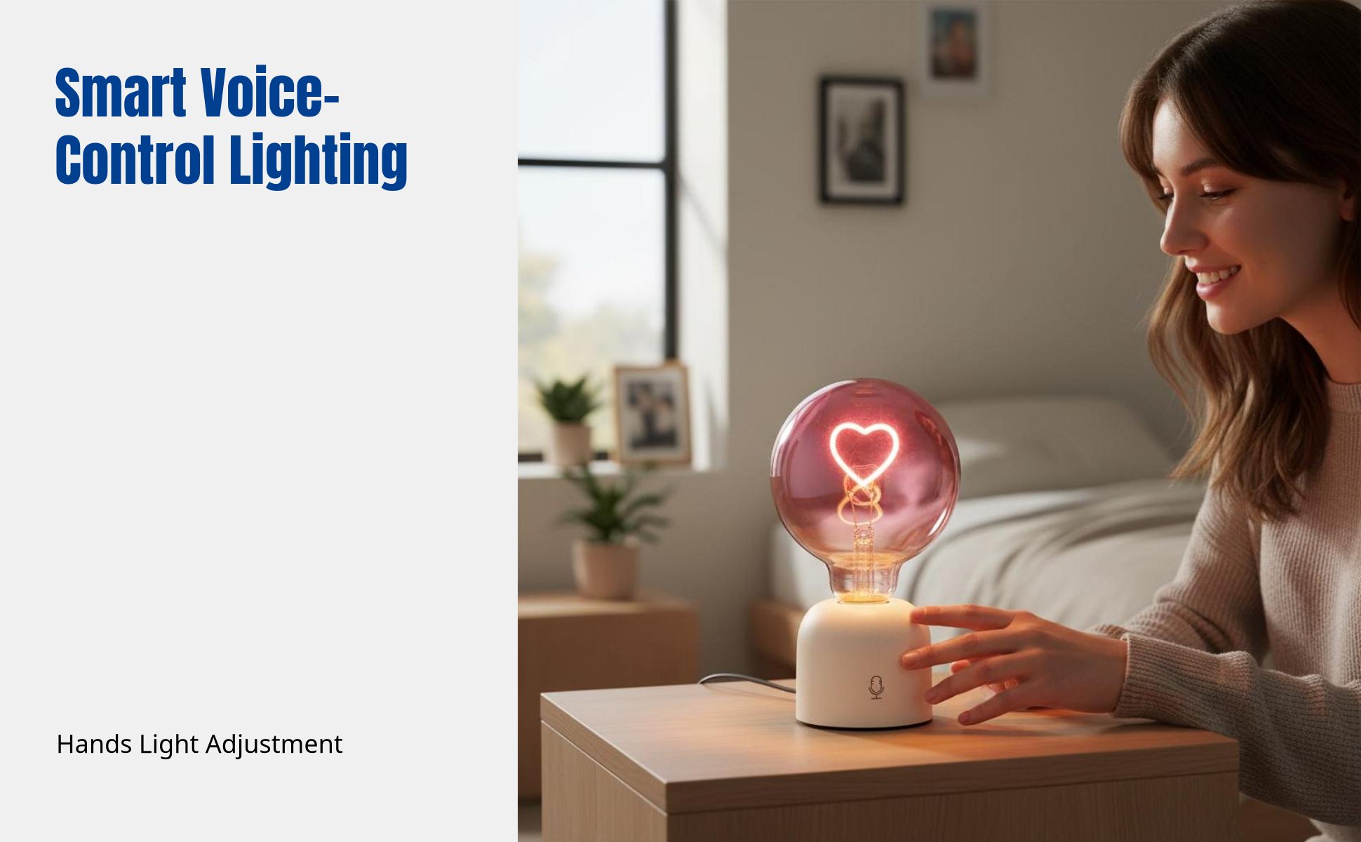 Heart-Shaped Ambient Light, Gradient Rose, Voice Control, Romantic Gift