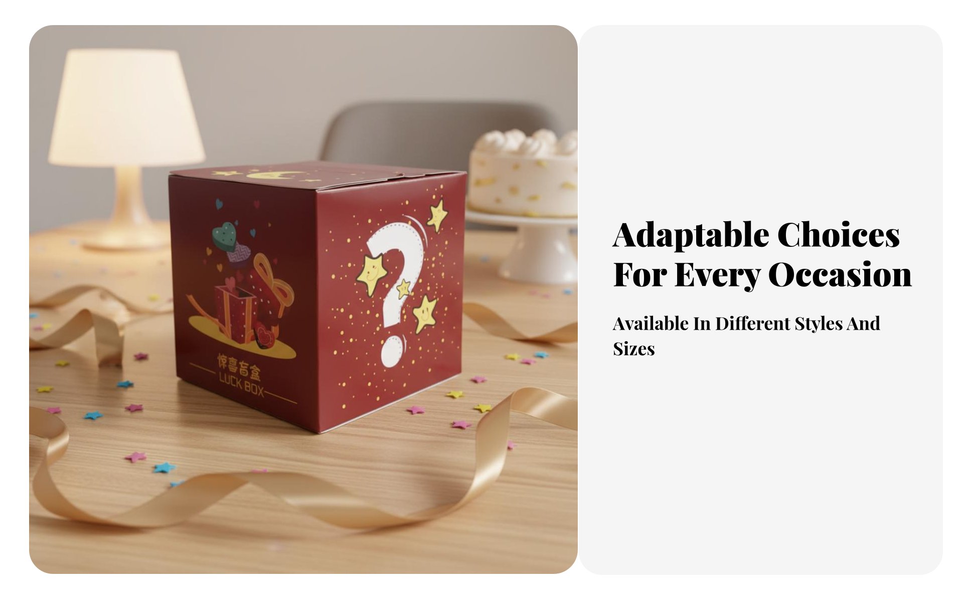 Surprise Colorful Paper Box, Foldable Secret Packaging for Weddings, Events