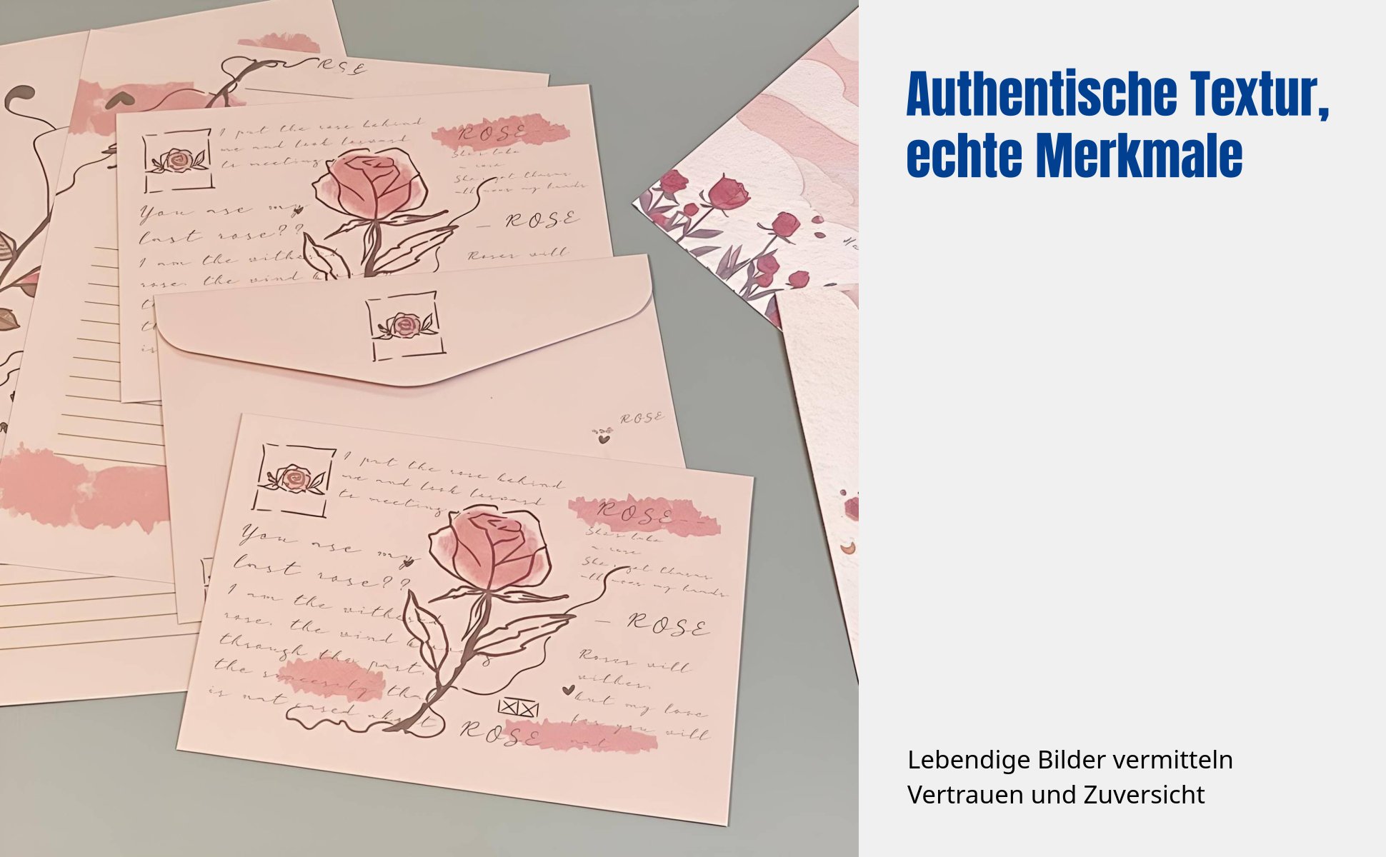Blumen-Briefpapier Set, romantische Papeterie