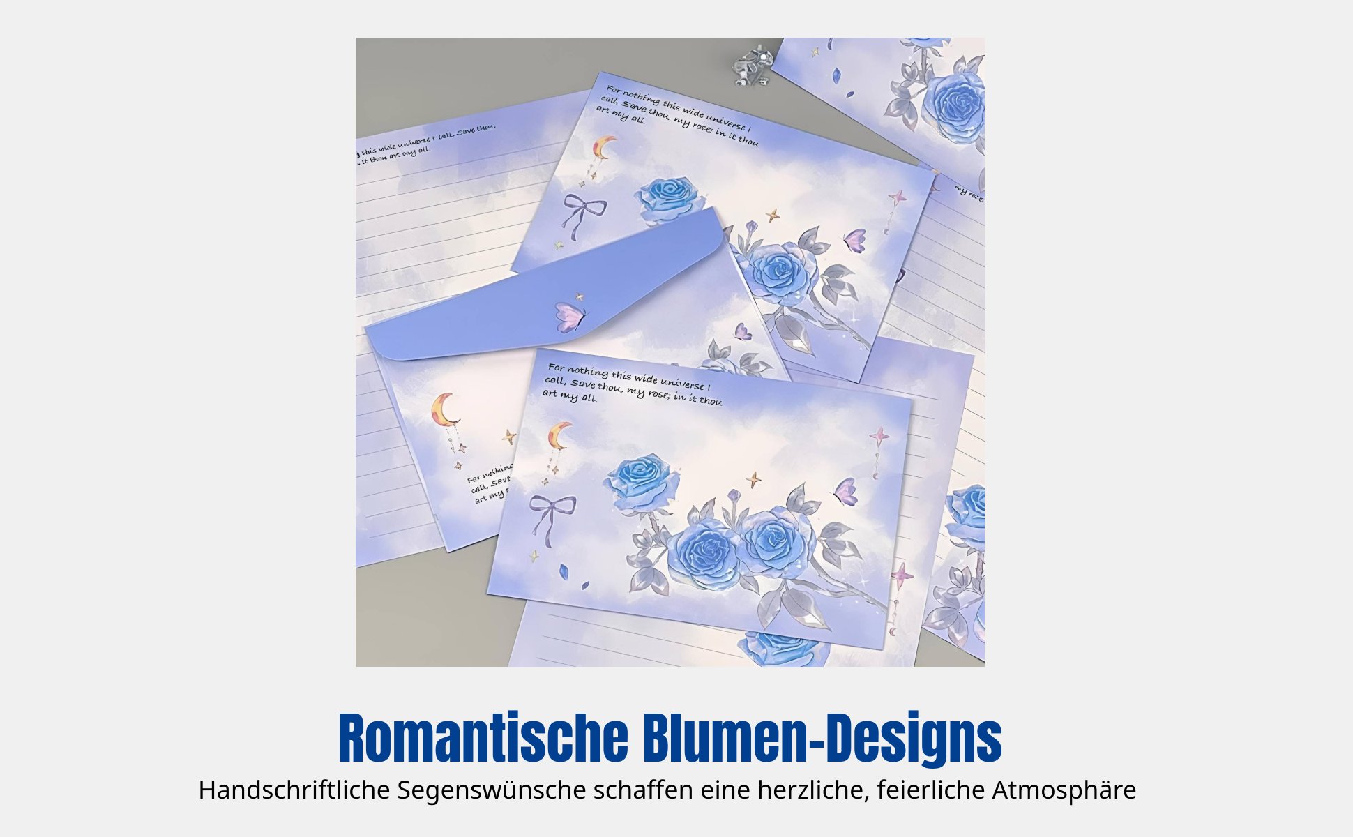 Blumen-Briefpapier Set, romantische Papeterie