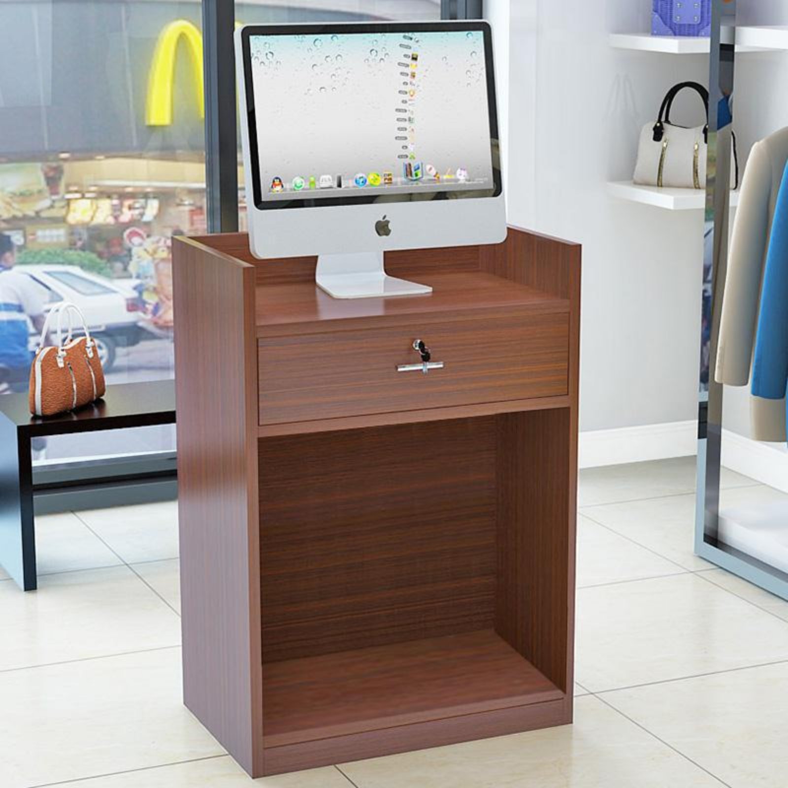 Shop Ier Desk with Storage Retail Counter Reception Desk Space Saving Small
