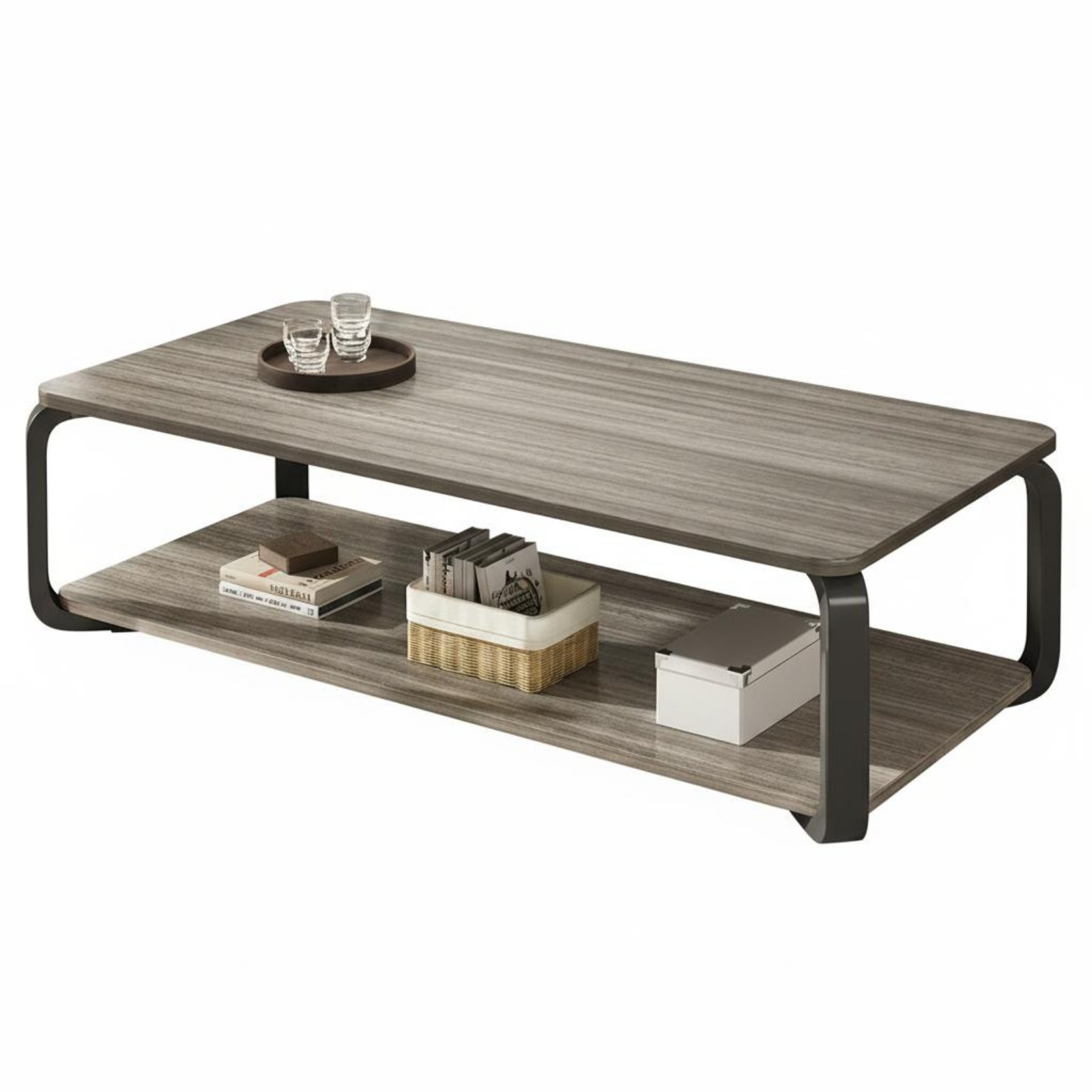 1 Piece Two-tier Rectangular Table Coffee Table Side Table Accent Table Lounge