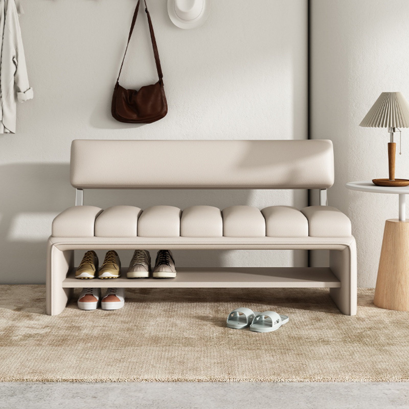 Shoe Changing Bench Multi-Functional Entryway Shoe Bench Comfortable Padded
