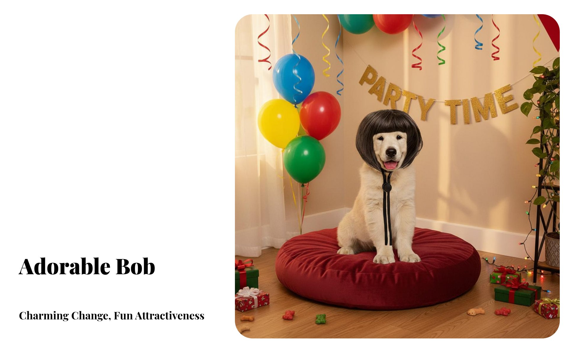 Bob Cut Pet Pet Hairpiece Ear-Hole Design Pet Pet Hairpiece Party Accessory