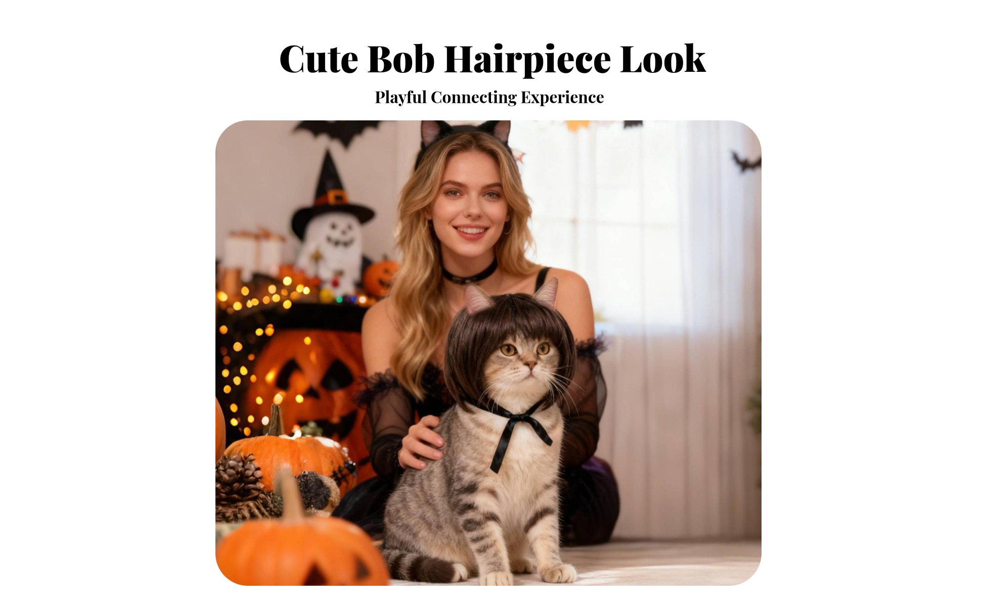 Bob Cut Pet Pet Hairpiece Ear-Hole Design Pet Pet Hairpiece Party Accessory