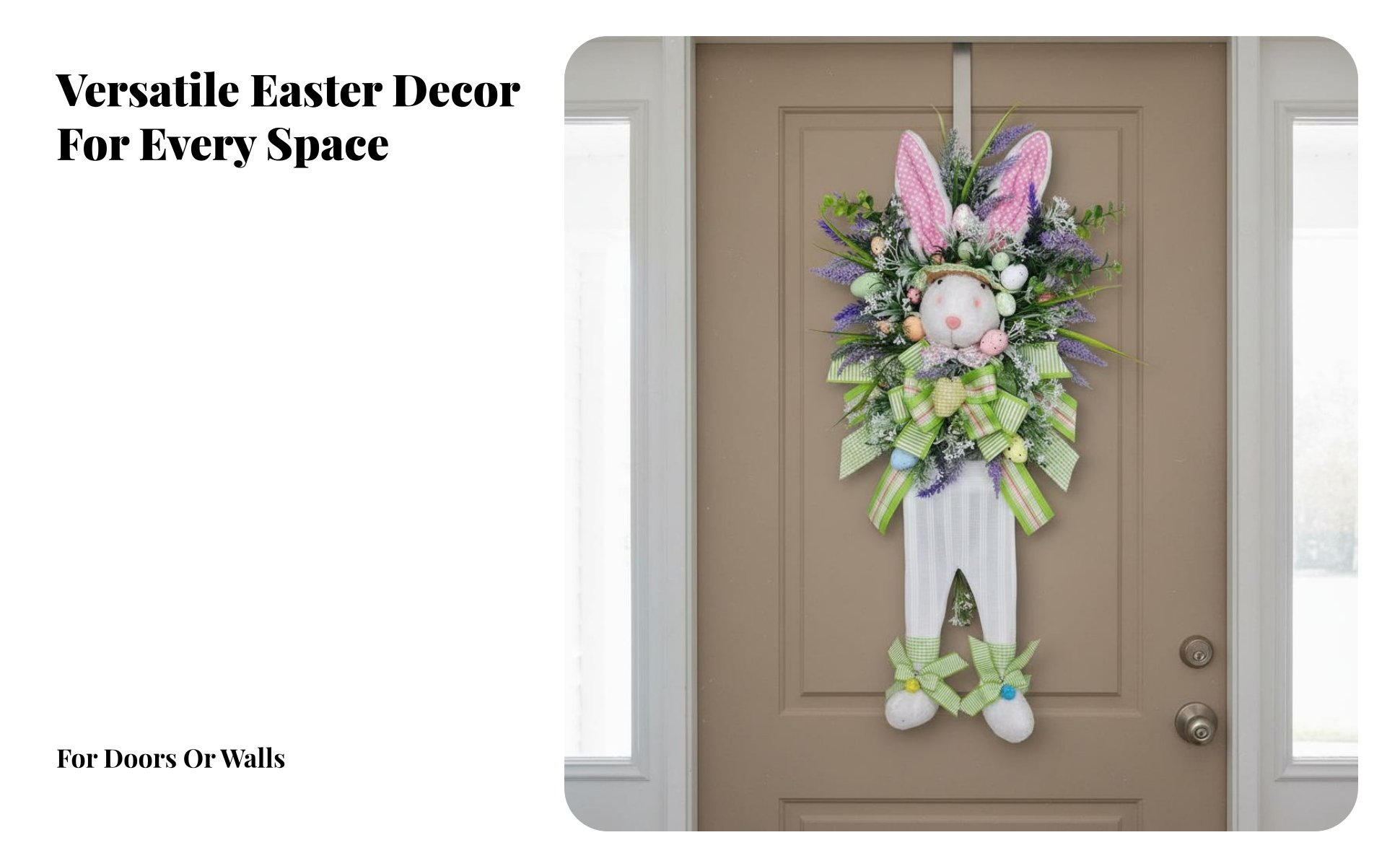 Easter Bunny Wreath Artificial Greenery Easter Door Decoration for Porch Decor