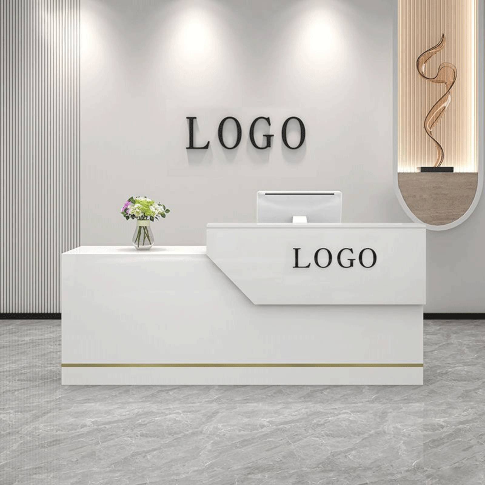 Small Reception Desk Compact Design Modern Reception Desk Large Storage Space