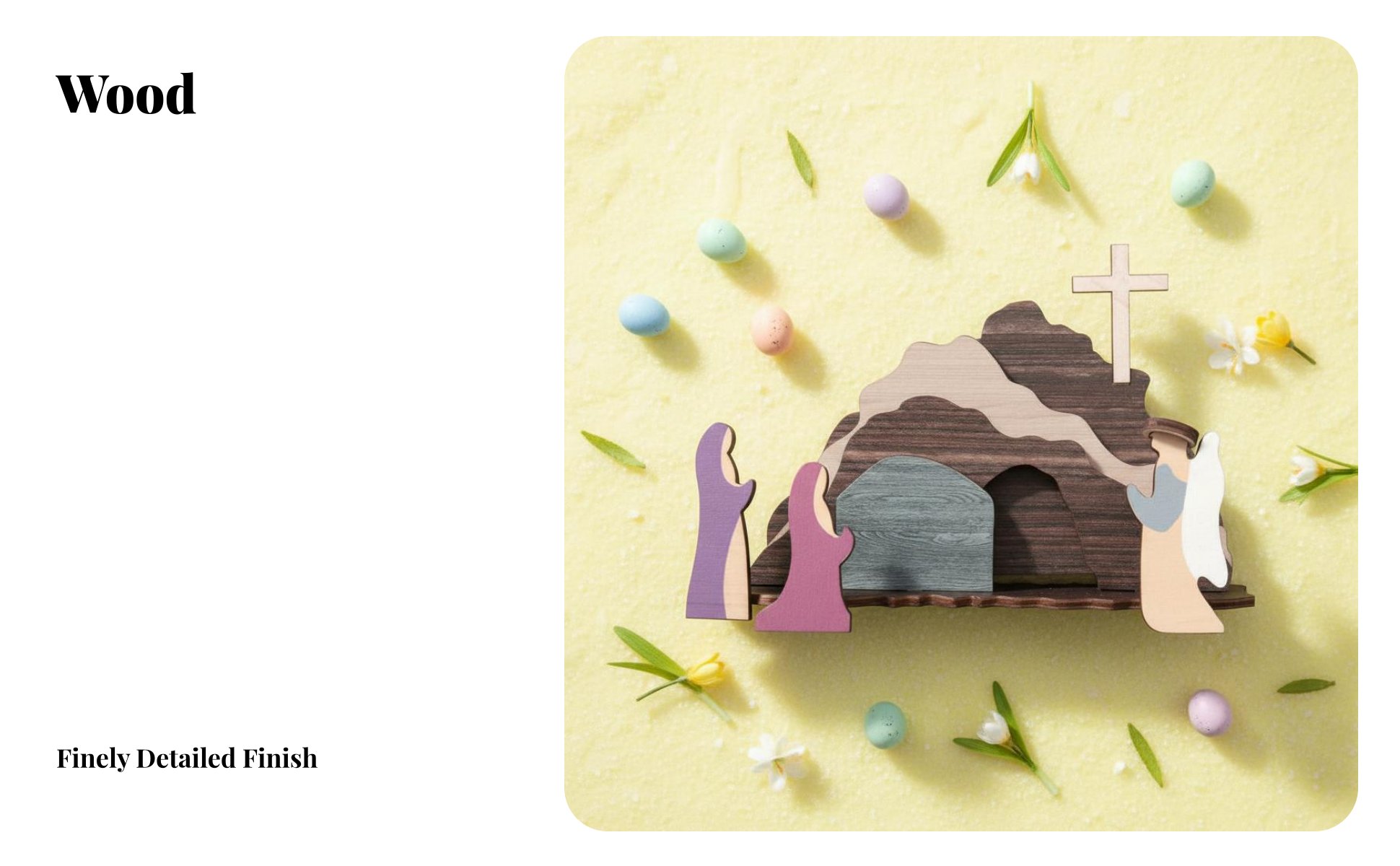 Wooden Easter Resurrection Scene He Is Risen Empty Tomb Decoration Set